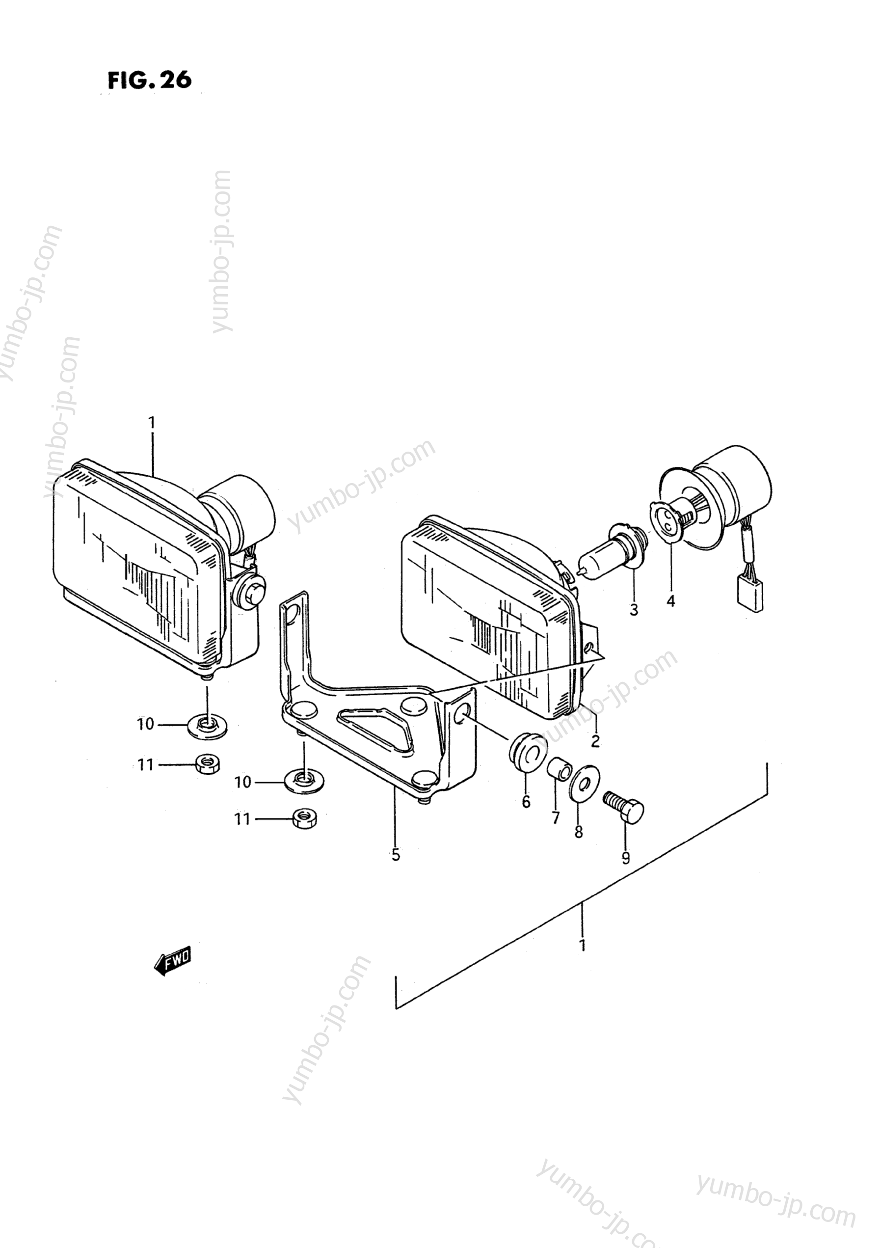 HEADLAMP для квадроциклов SUZUKI QuadRunner (LT-4WD) 1991 г.