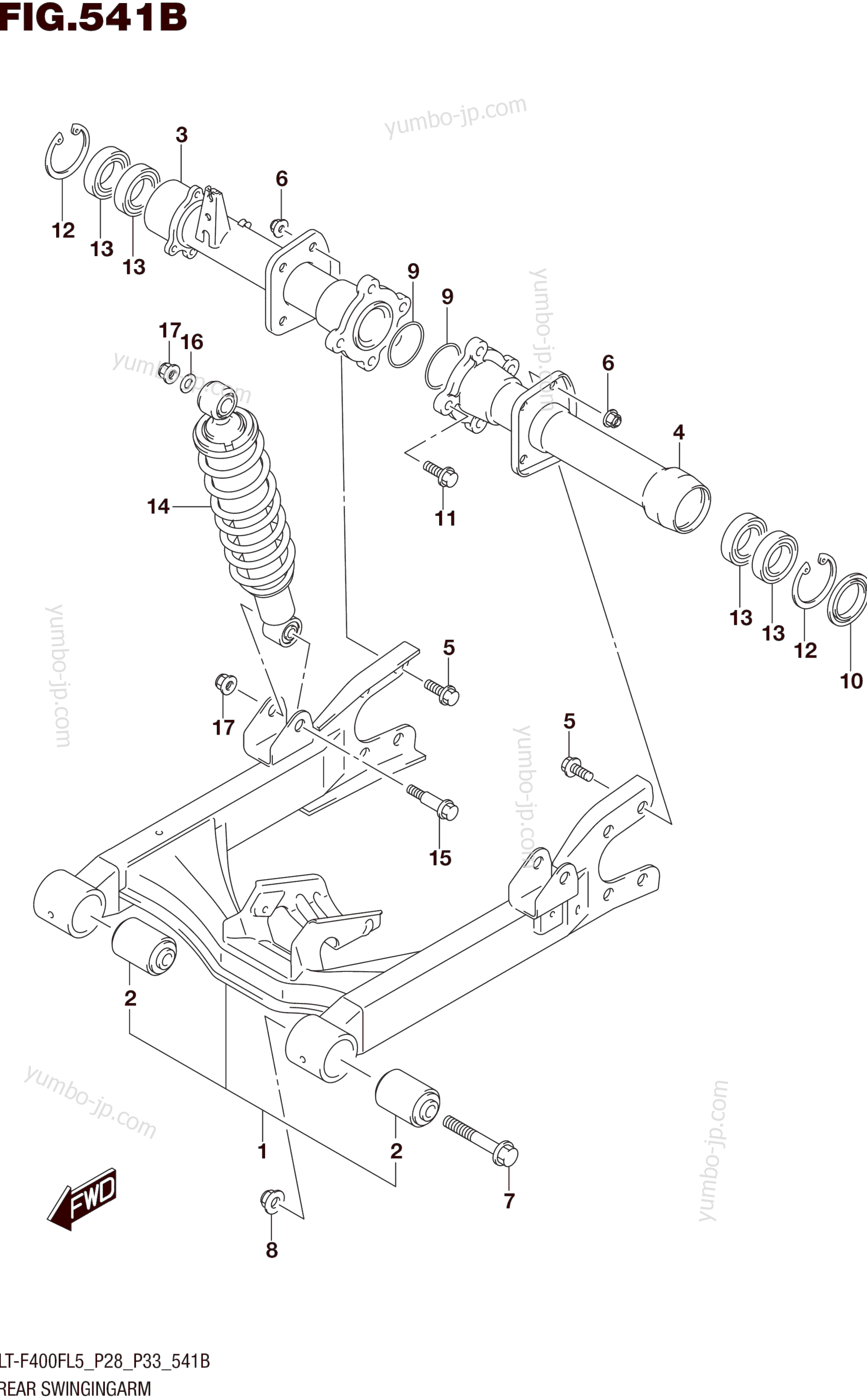 REAR SWINGINGARM (LT-F400FL5 P33) for ATVs SUZUKI LT-F400F 2015 year