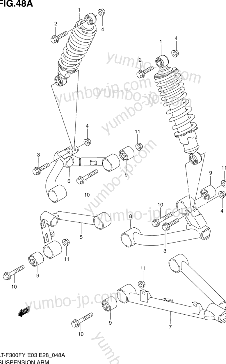 SUSPENSION ARM (MODEL K2) for ATVs SUZUKI KingQuad 4WD (LT-F300F) 1999 year