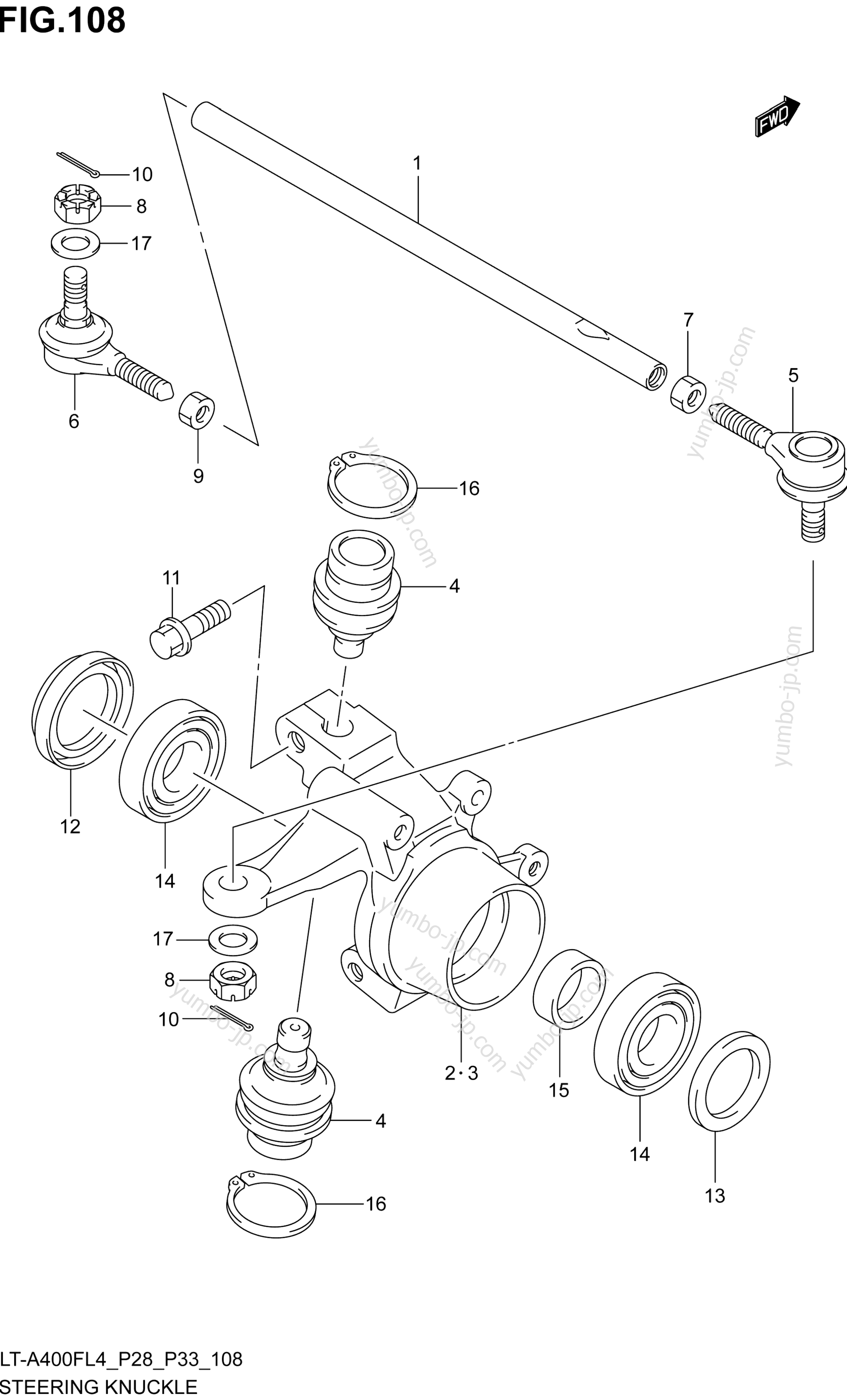 STEERING KNUCKLE (LT-A400FL4 P33) для квадроциклов SUZUKI LT-A400F 2014 г.