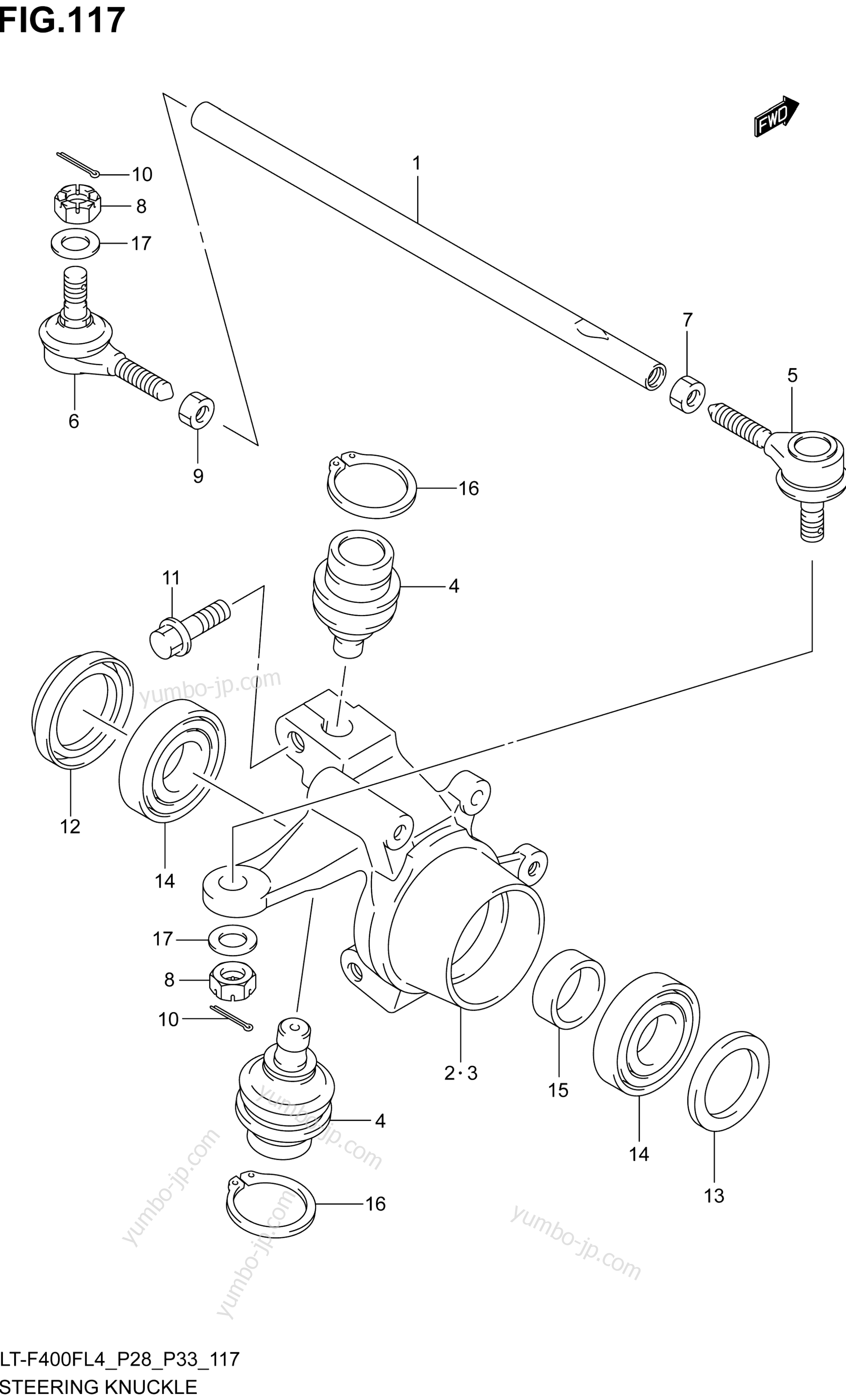 STEERING KNUCKLE (LT-F400FZL4 P33) для квадроциклов SUZUKI LT-F400FZ 2014 г.