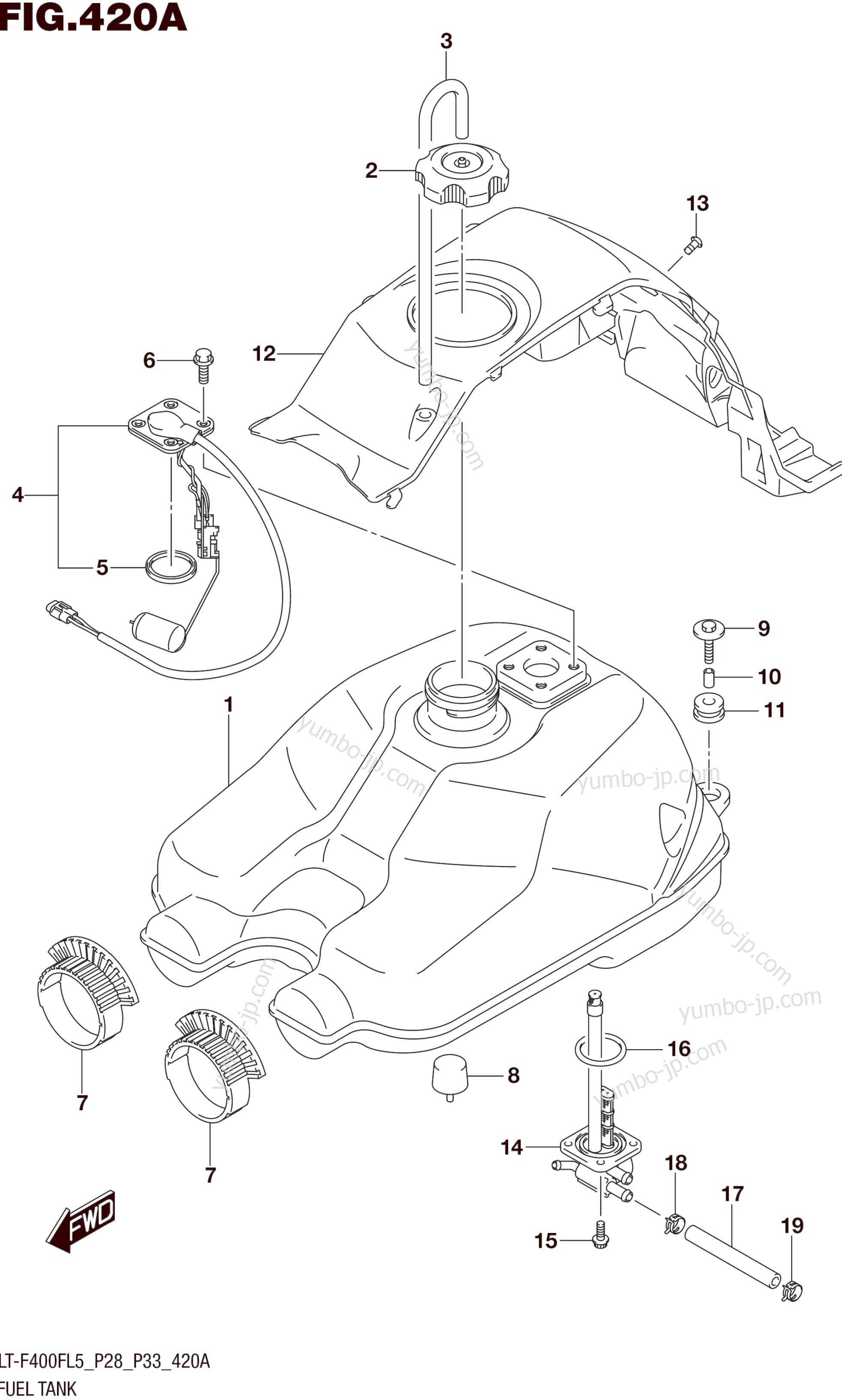 Топливный бак для квадроциклов SUZUKI LT-F400F 2015 г.