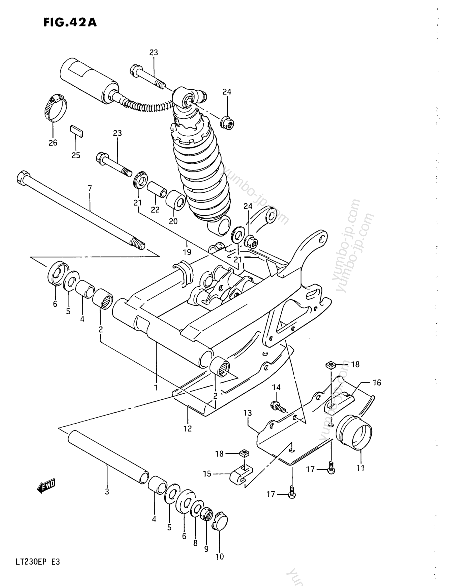 REAR SWINGING ARM (MODEL J/K/L) for ATVs SUZUKI QuadRunner (LT230E) 1989 year
