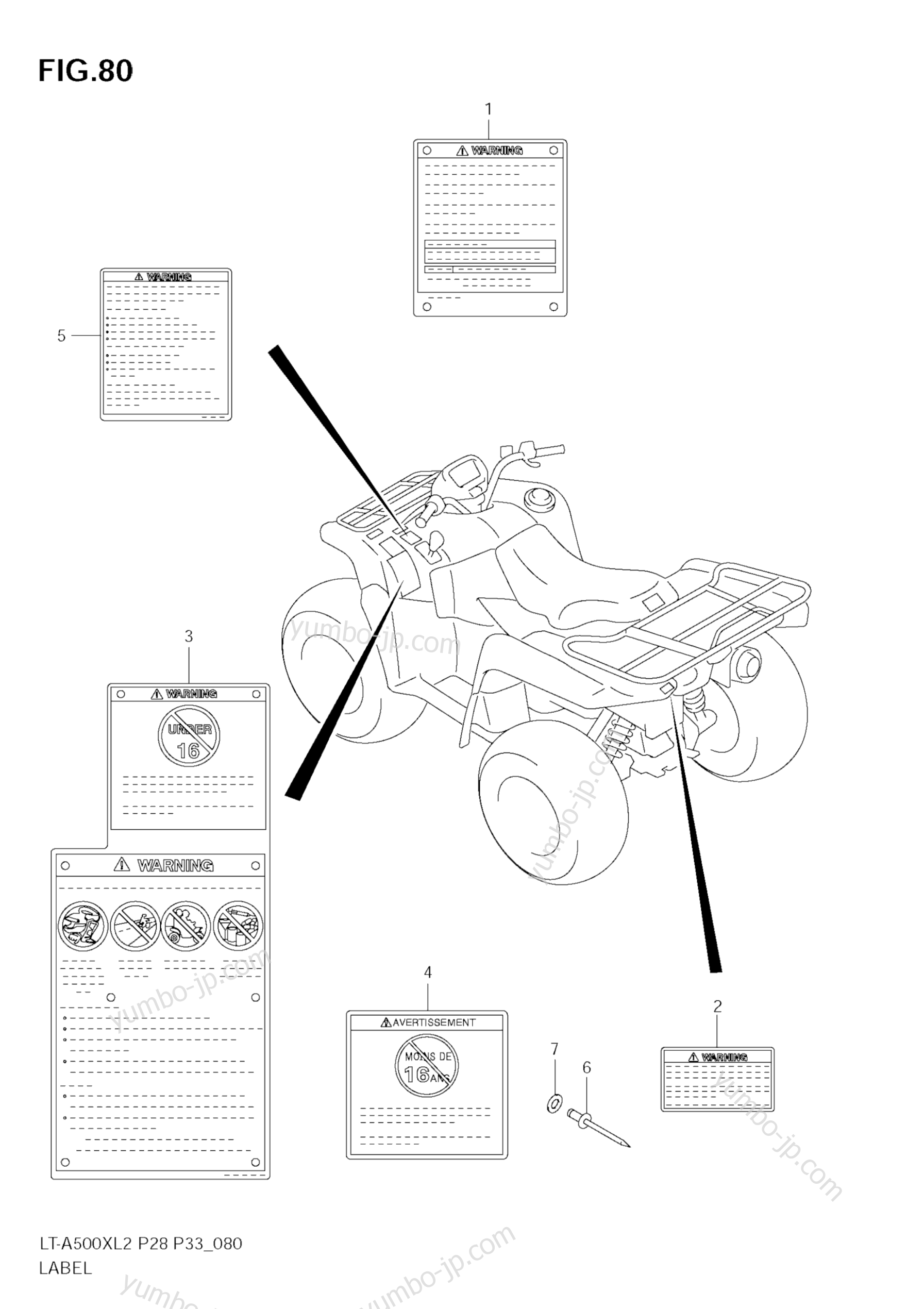 LABEL (LT-A500X E28) для квадроциклов SUZUKI KingQuad (LT-A500XZ) 2012 г.