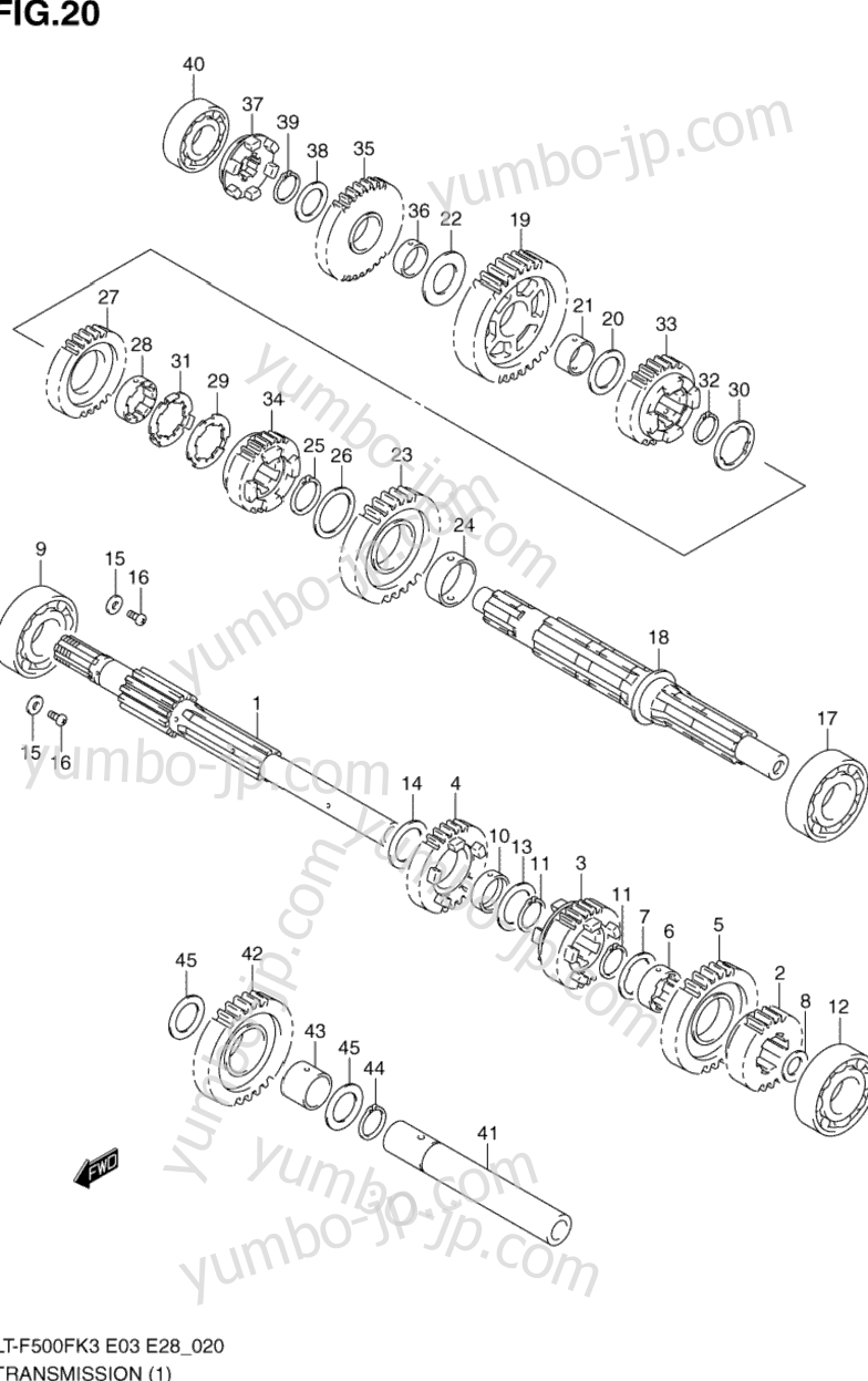 TRANSMISSION (1) for ATVs SUZUKI Vinson 4WD (LT-F500F) 2003 year