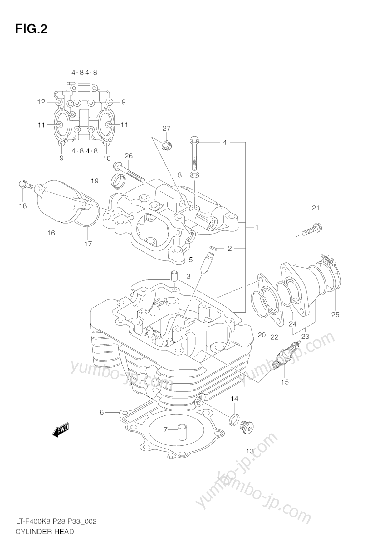 CYLINDER HEAD for ATVs SUZUKI KingQuad (LT-F400) 2008 year