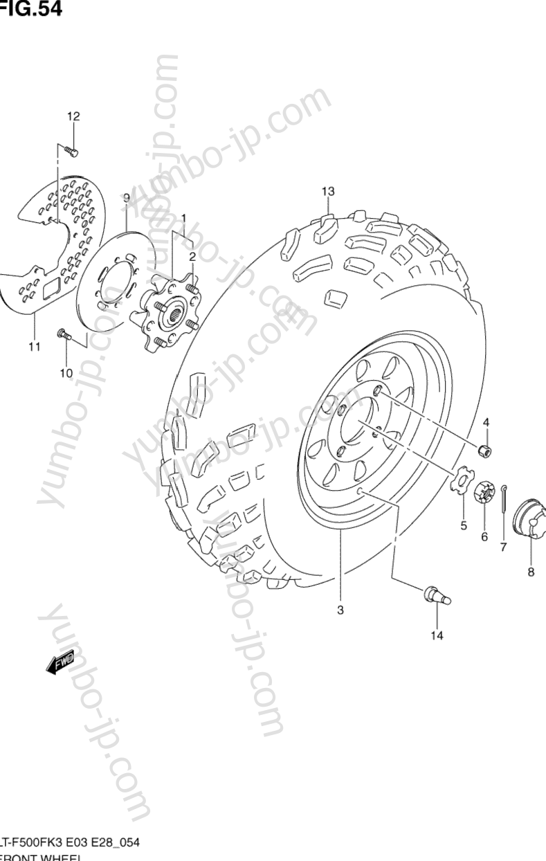 FRONT WHEEL for ATVs SUZUKI Vinson 4WD (LT-F500F) 2003 year