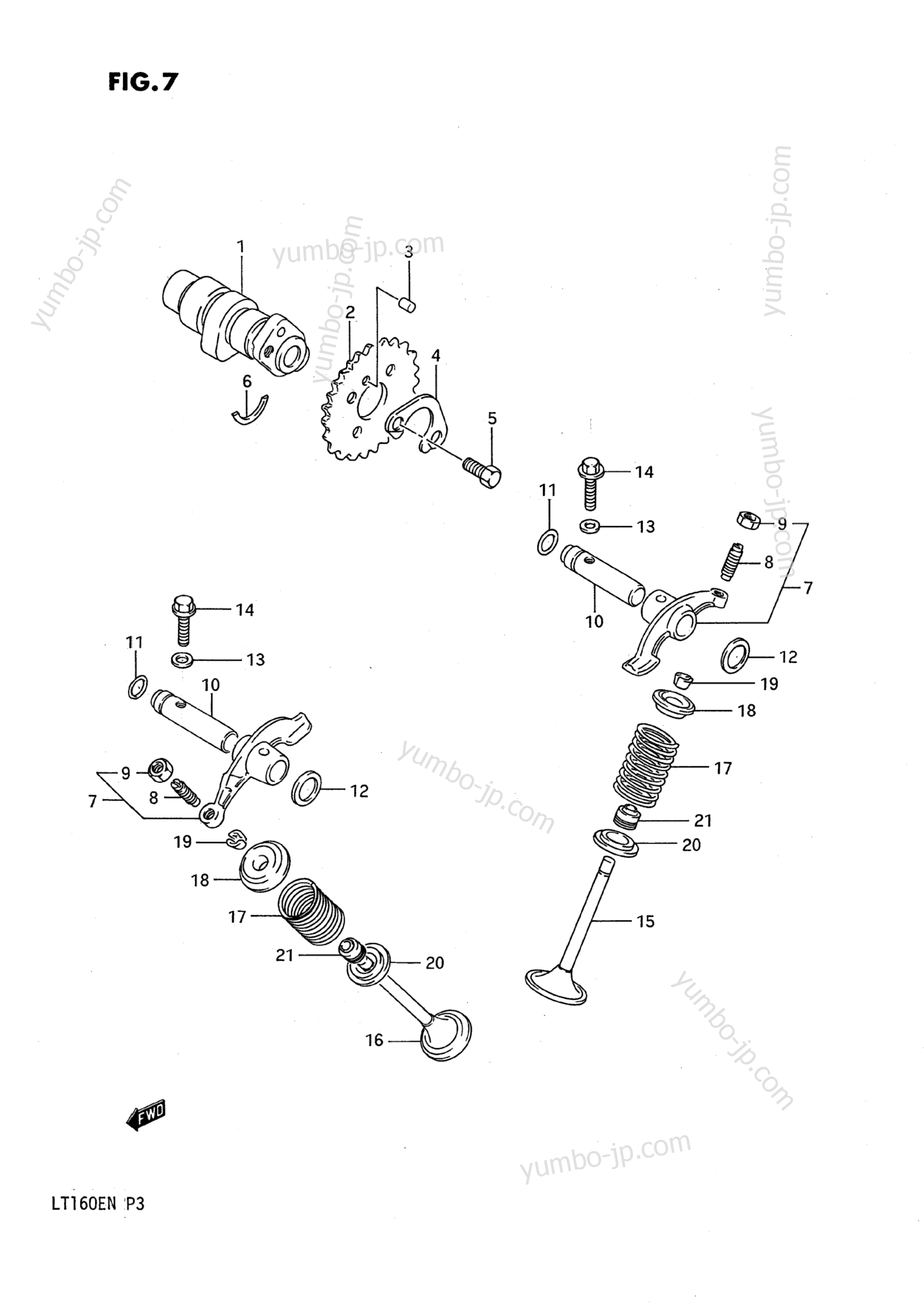 CAM SHAFT - VALVE для квадроциклов SUZUKI QuadRunner (LT160E) 1992 г.