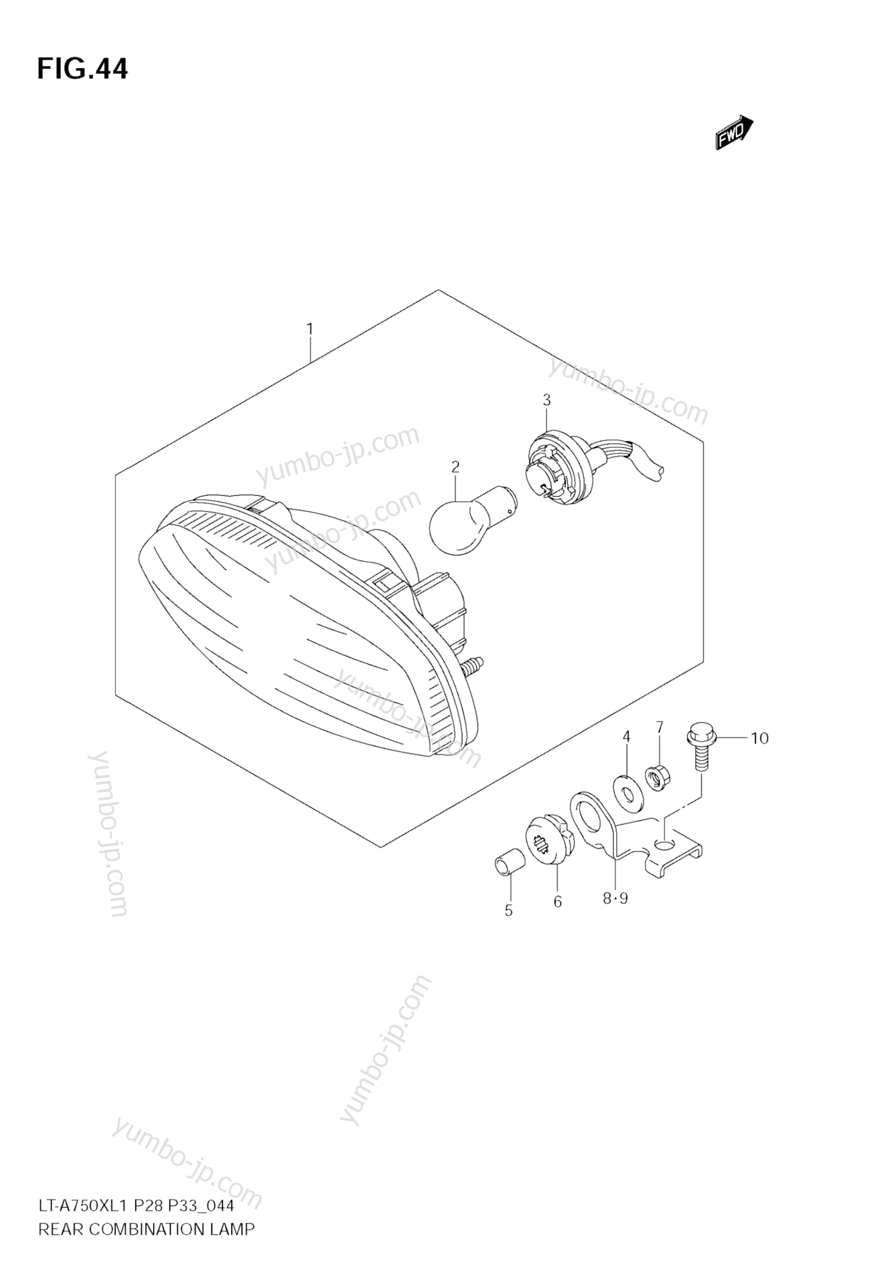 REAR COMBINATION LAMP (LT-A750XL1 E33) для квадроциклов SUZUKI KingQuad (LT-A750X) 2011 г.