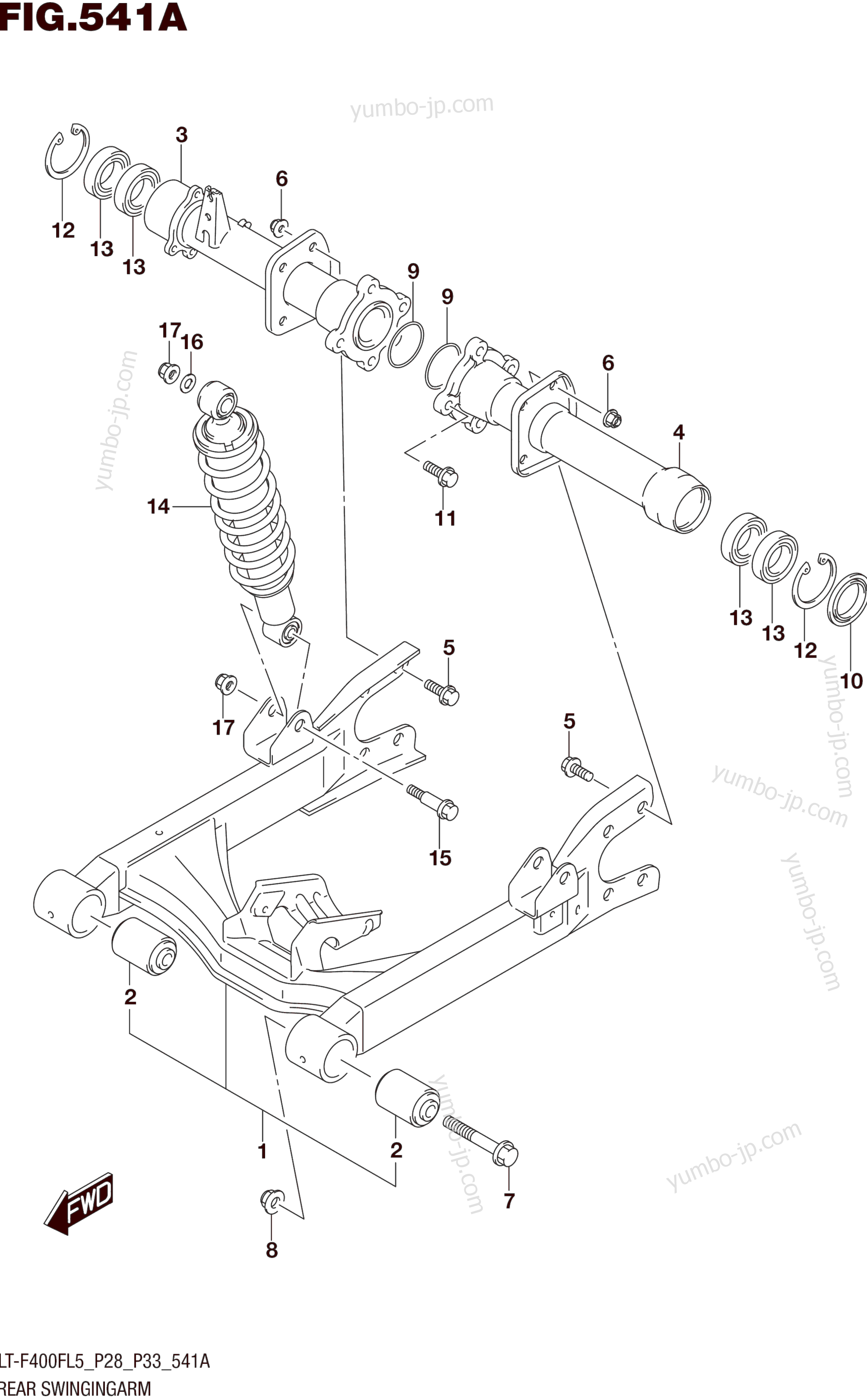 REAR SWINGINGARM (LT-F400FL5 P28) для квадроциклов SUZUKI LT-F400F 2015 г.