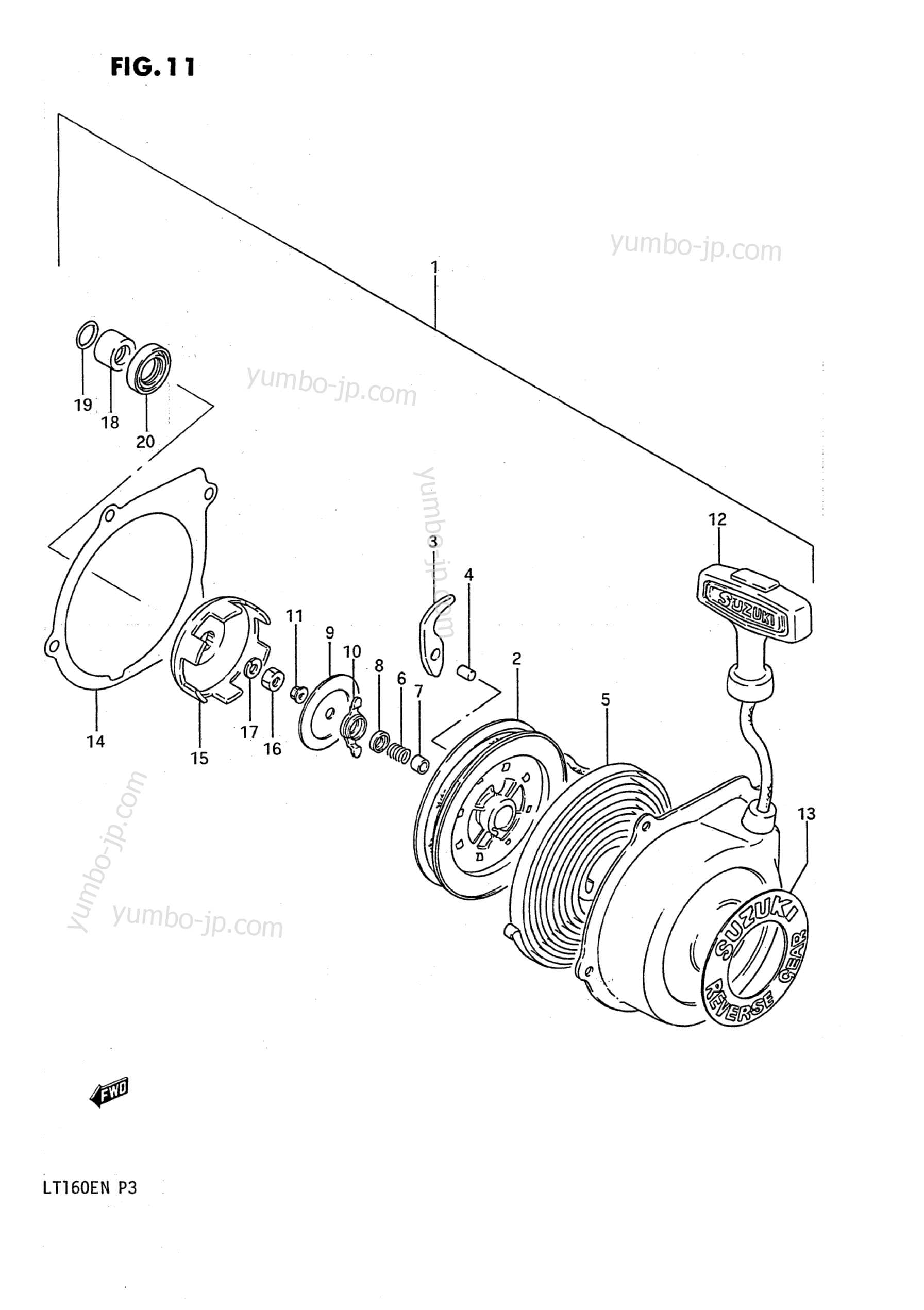 RECOIL STARTER (OPTIONAL) для квадроциклов SUZUKI QuadRunner (LT160E) 1990 г.