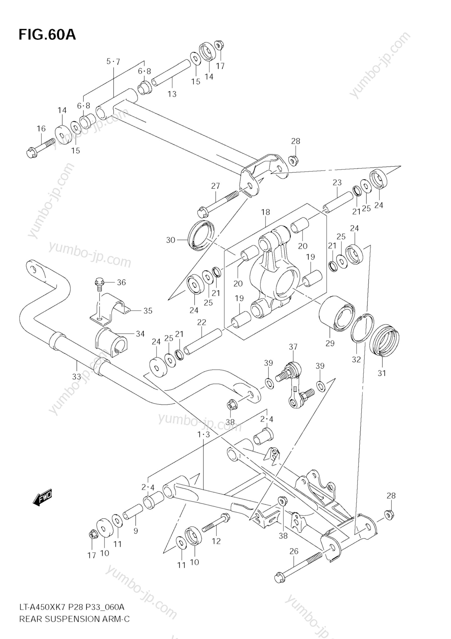 REAR SUSPENSION ARM (MODEL K8/K9/L0) для квадроциклов SUZUKI KingQuad (LT-A450X) 2010 г.