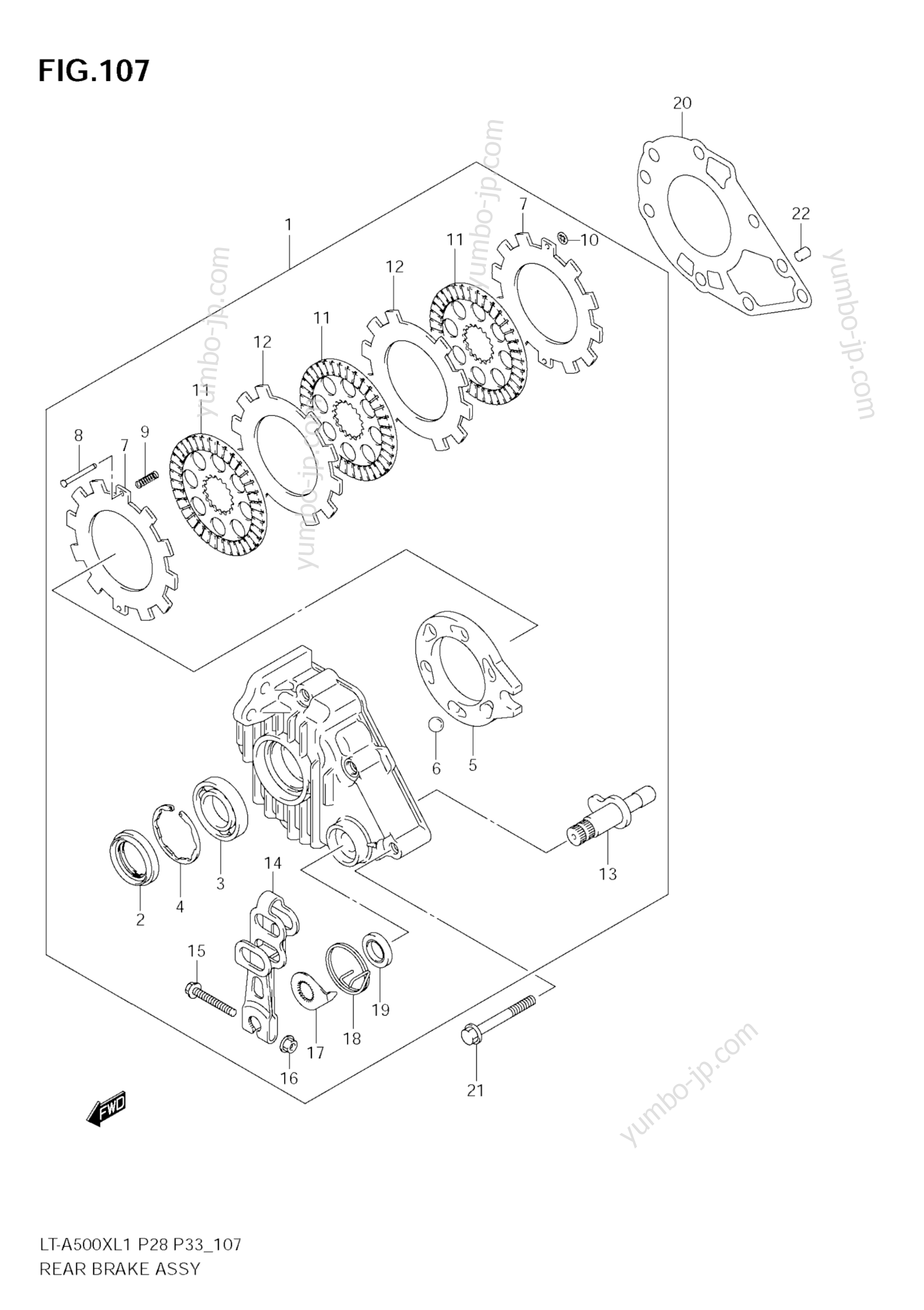 REAR BRAKE ASSY для квадроциклов SUZUKI KingQuad (LT-A500X) 2011 г.