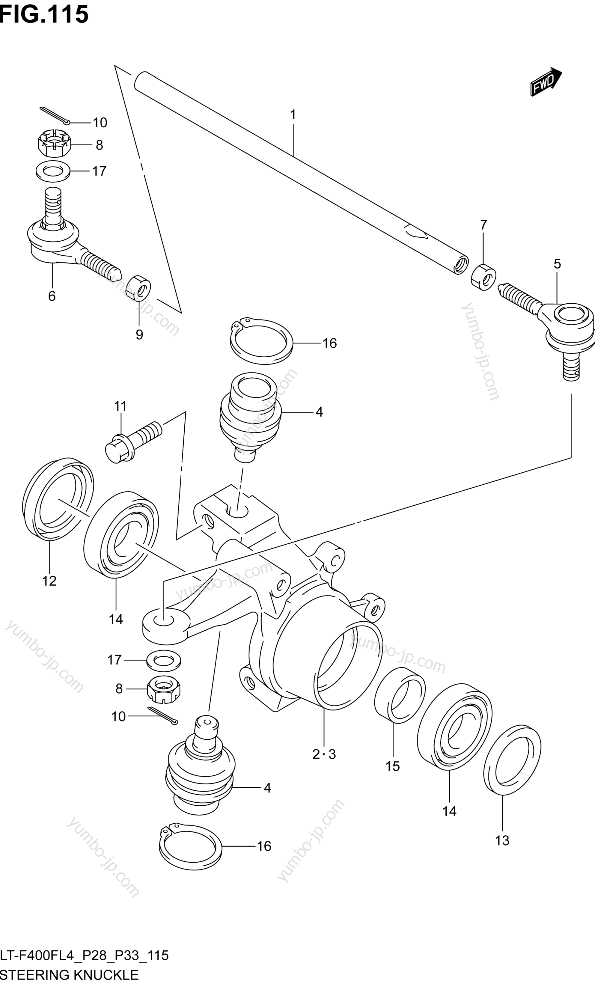STEERING KNUCKLE (LT-F400FL4 P33) для квадроциклов SUZUKI LT-F400F 2014 г.