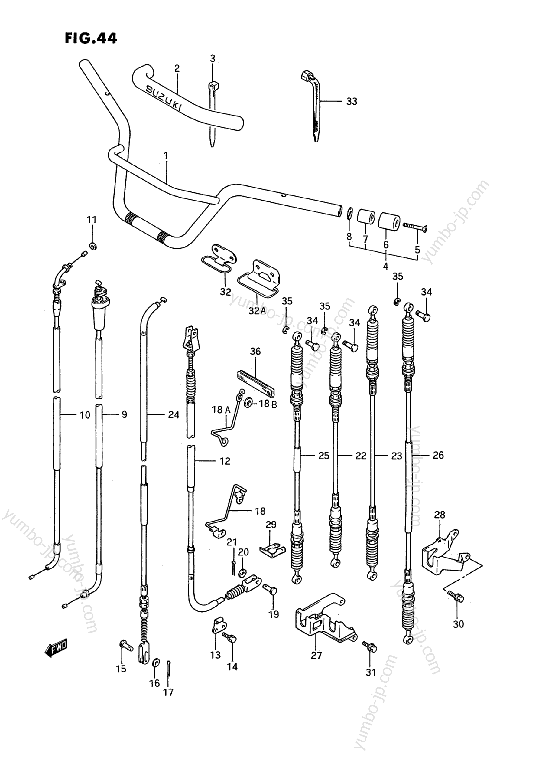 HANDLEBAR - CONTROL CABLE для квадроциклов SUZUKI King Quad (LT-F4WDX) 1994 г.