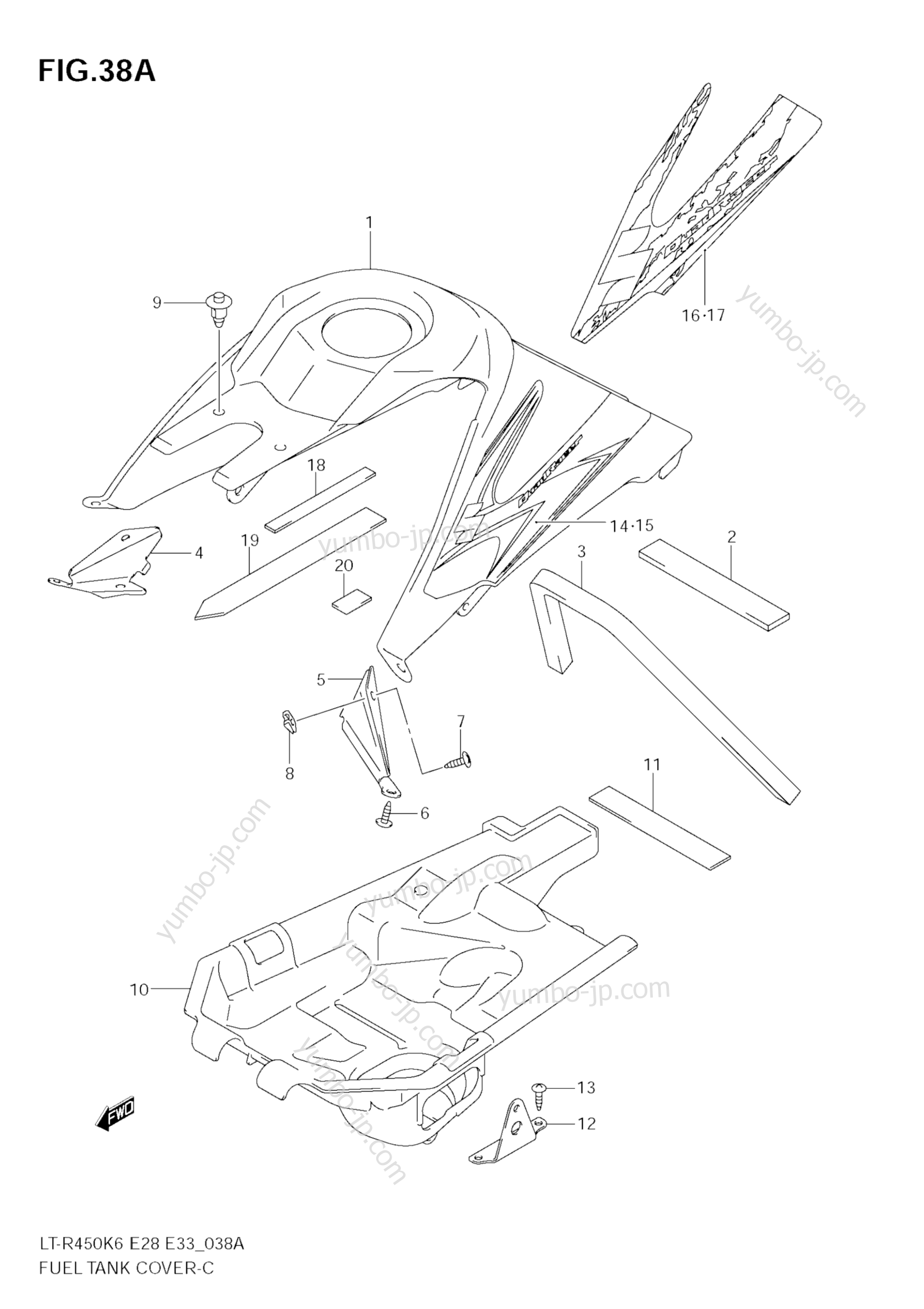 FUEL TANK COVER (MODEL K8) для квадроциклов SUZUKI QuadRacer (LT-R450) 2009 г.