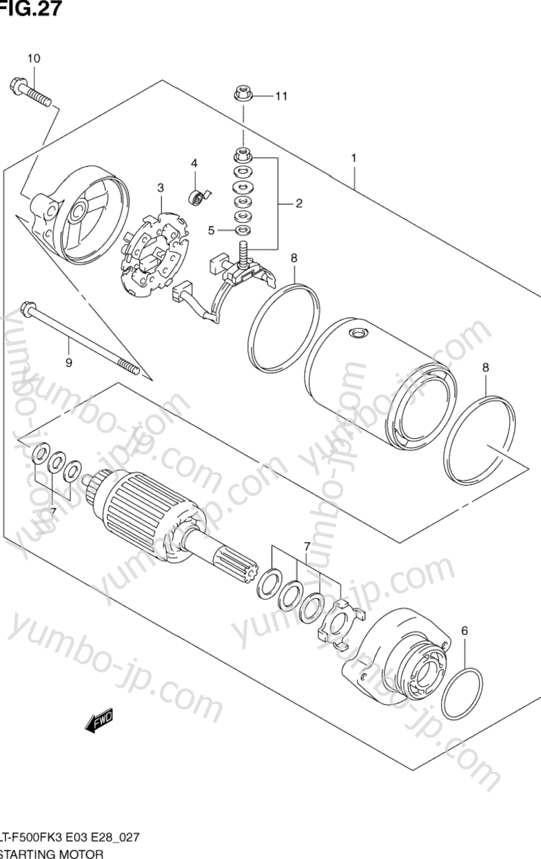 STARTING MOTOR for ATVs SUZUKI Vinson 4WD (LT-F500F) 2003 year