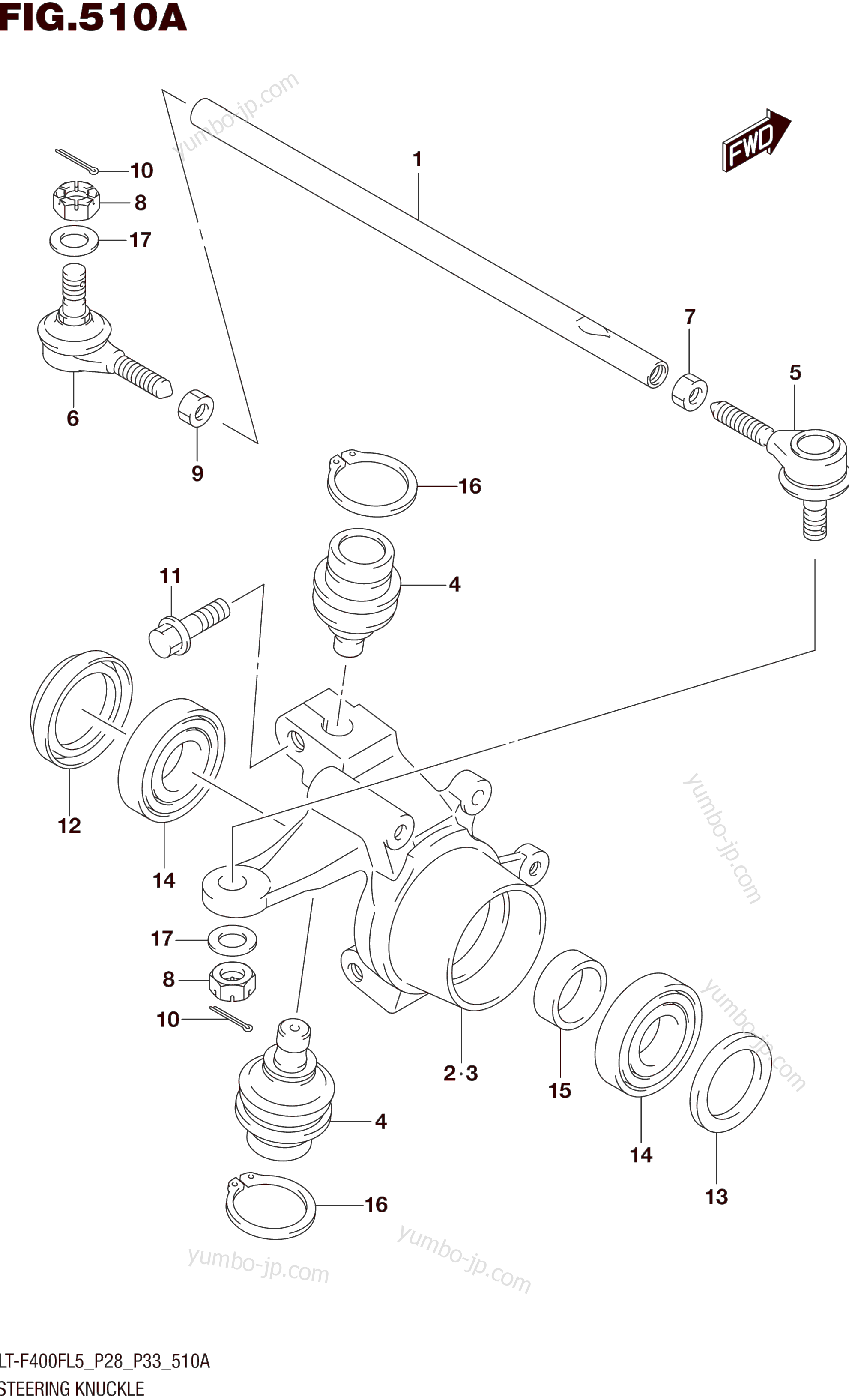 STEERING KNUCKLE (LT-F400FL5 P28) для квадроциклов SUZUKI LT-F400F 2015 г.