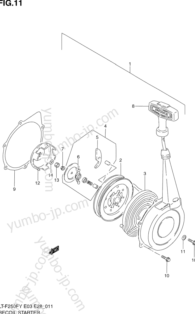 RECOIL STARTER for ATVs SUZUKI QuadRunner 4WD (LT-F250F) 2000 year