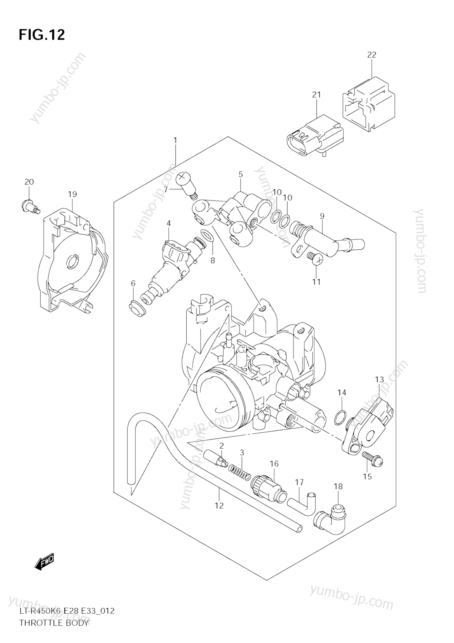 THROTTLE BODY (MODEL K6/K7/K8) для квадроциклов SUZUKI QuadRacer (LT-R450Z) 2007 г.