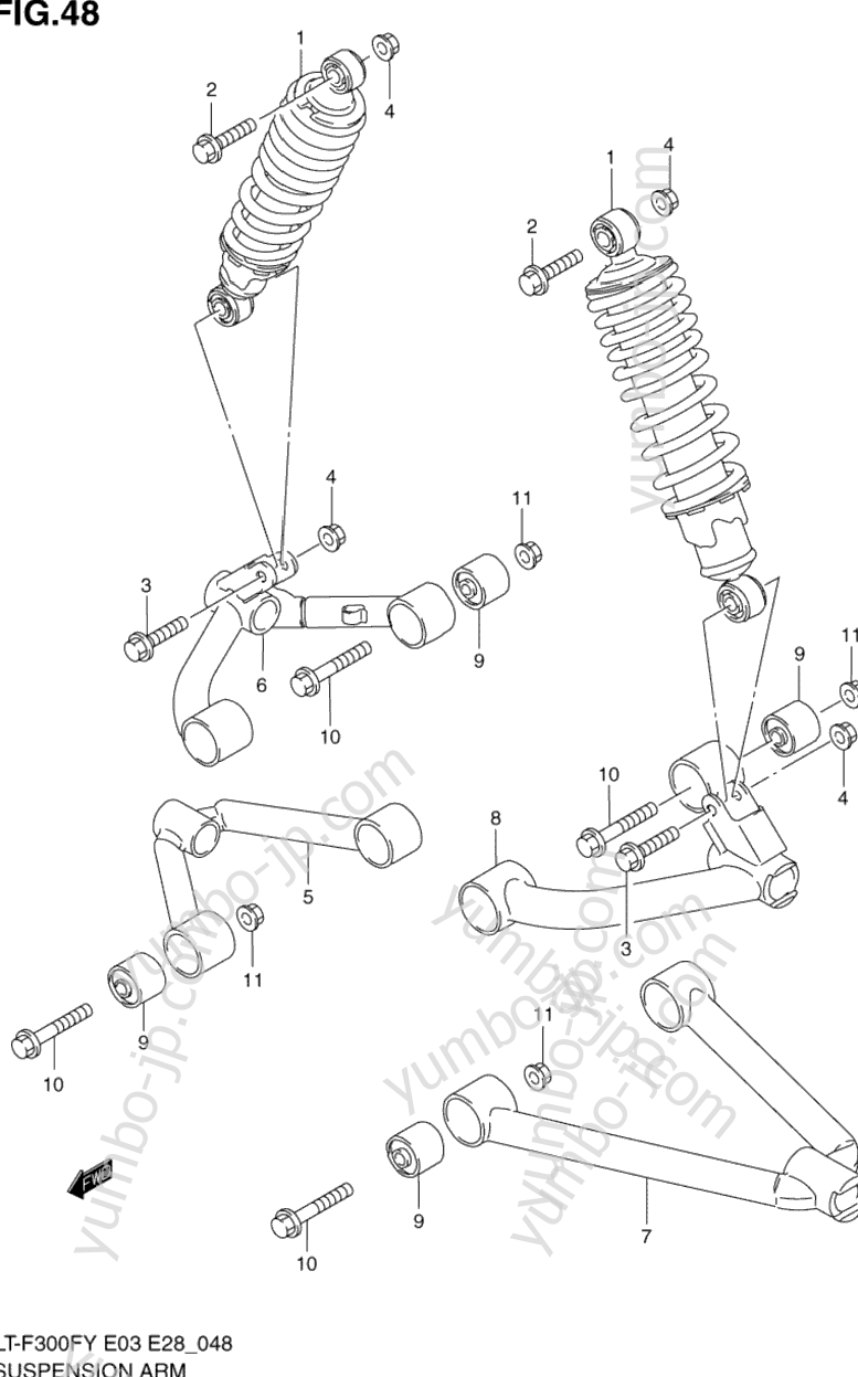 SUSPENSION ARM (MODEL X/Y/K1) для квадроциклов SUZUKI KingQuad 4WD (LT-F300F) 2002 г.