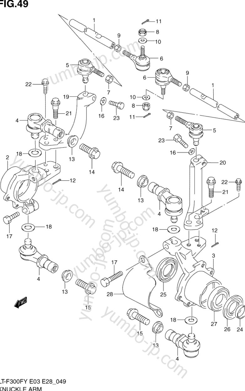 KNUCKLE ARM (MODEL X/Y/K1) для квадроциклов SUZUKI KingQuad 4WD (LT-F300F) 1999 г.