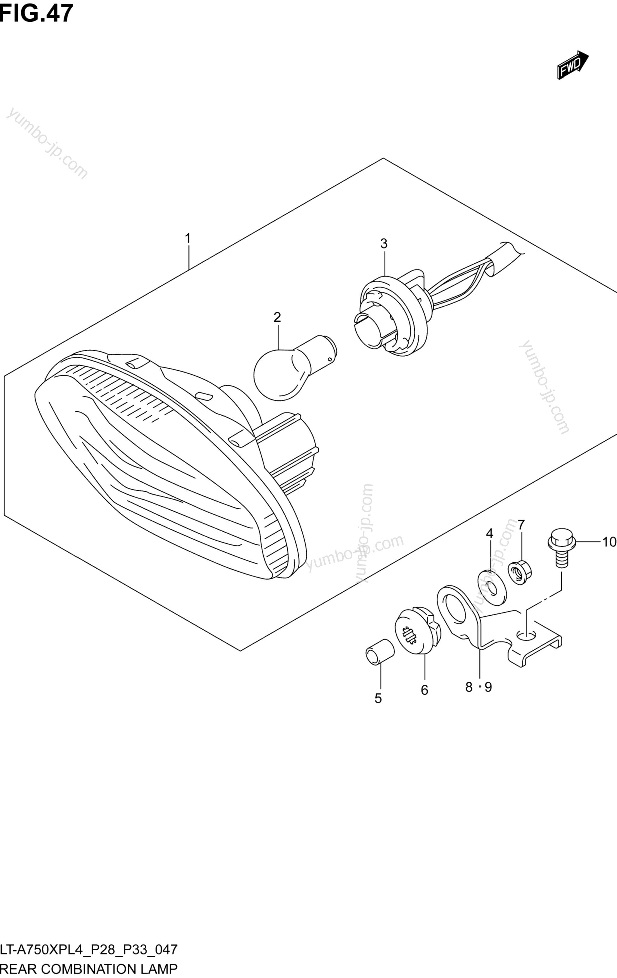 REAR COMBINATION LAMP (LT-A750XPZL4 P33) for ATVs SUZUKI LT-A750XPZ 2014 year