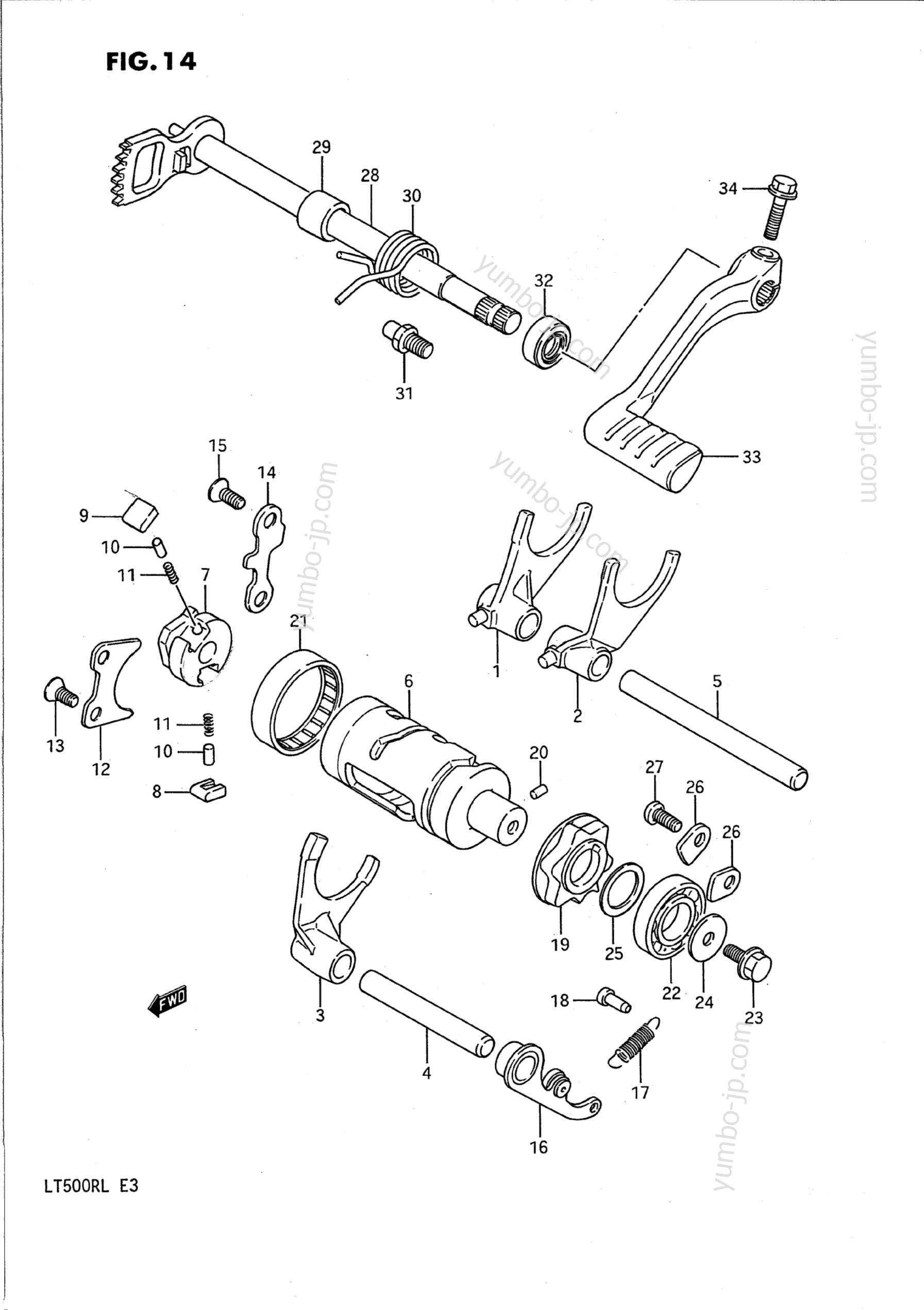 GEAR SHIFTING for ATVs SUZUKI QuadRacer (LT500R) 1989 year