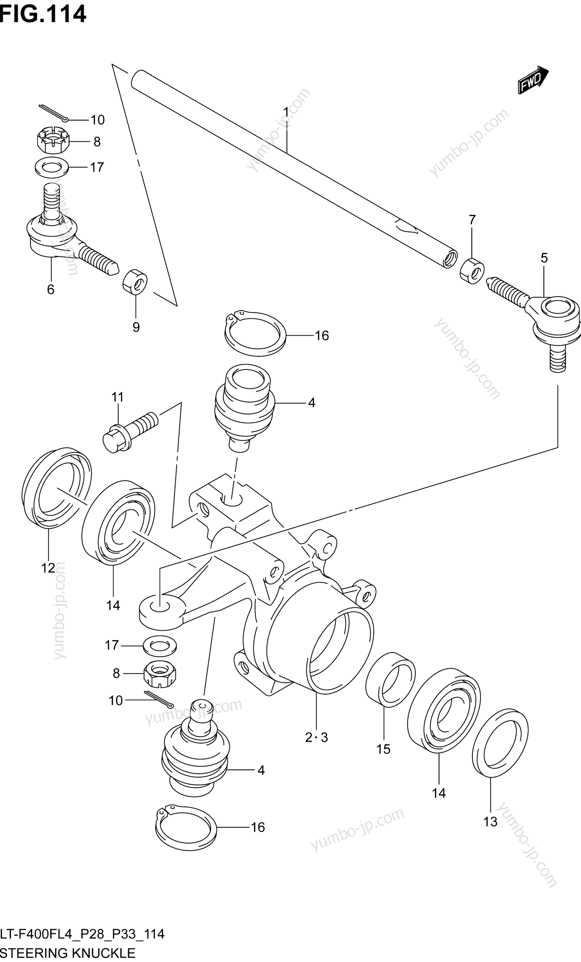 STEERING KNUCKLE (LT-F400FL4 P28) для квадроциклов SUZUKI LT-F400F 2014 г.