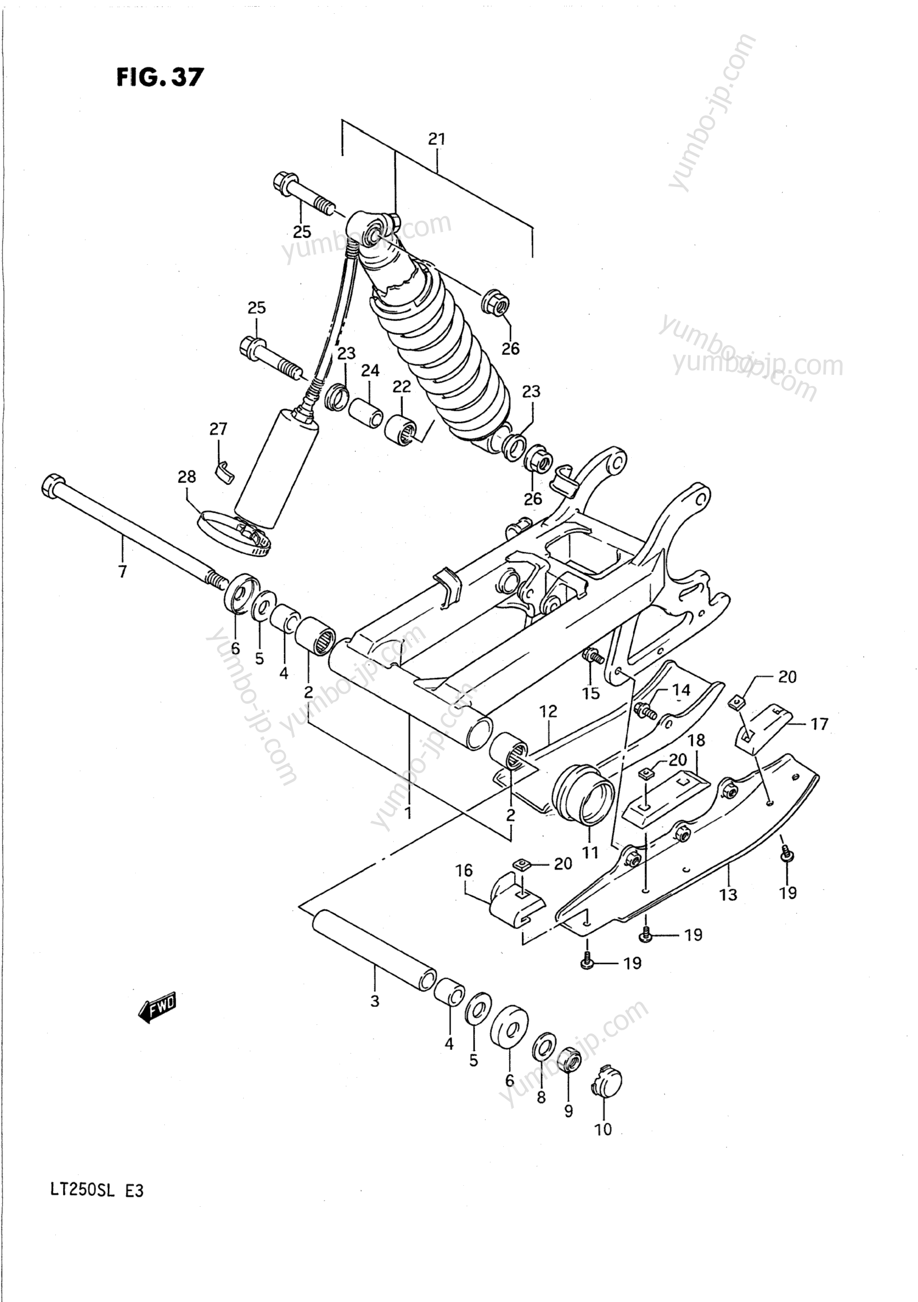 REAR SWINGING ARM для квадроциклов SUZUKI QuadSport (LT250S) 1989 г.