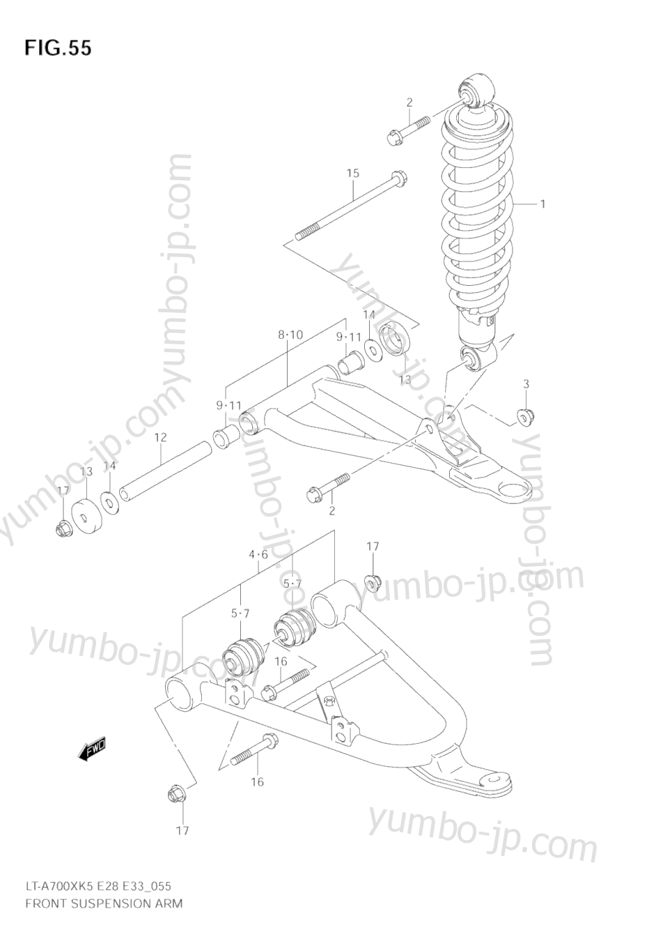 FRONT SUSPENSION ARM for ATVs SUZUKI KingQuad (LT-A700X) 2005 year