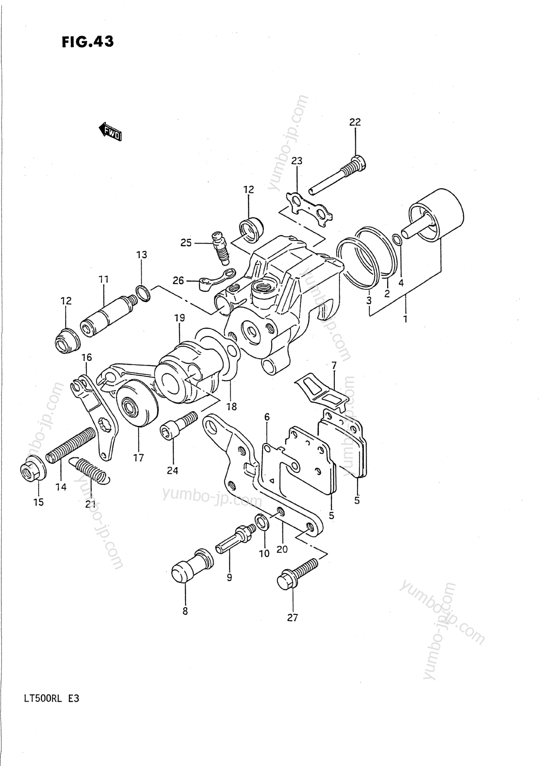 REAR CALIPER для квадроциклов SUZUKI QuadRacer (LT500R) 1989 г.