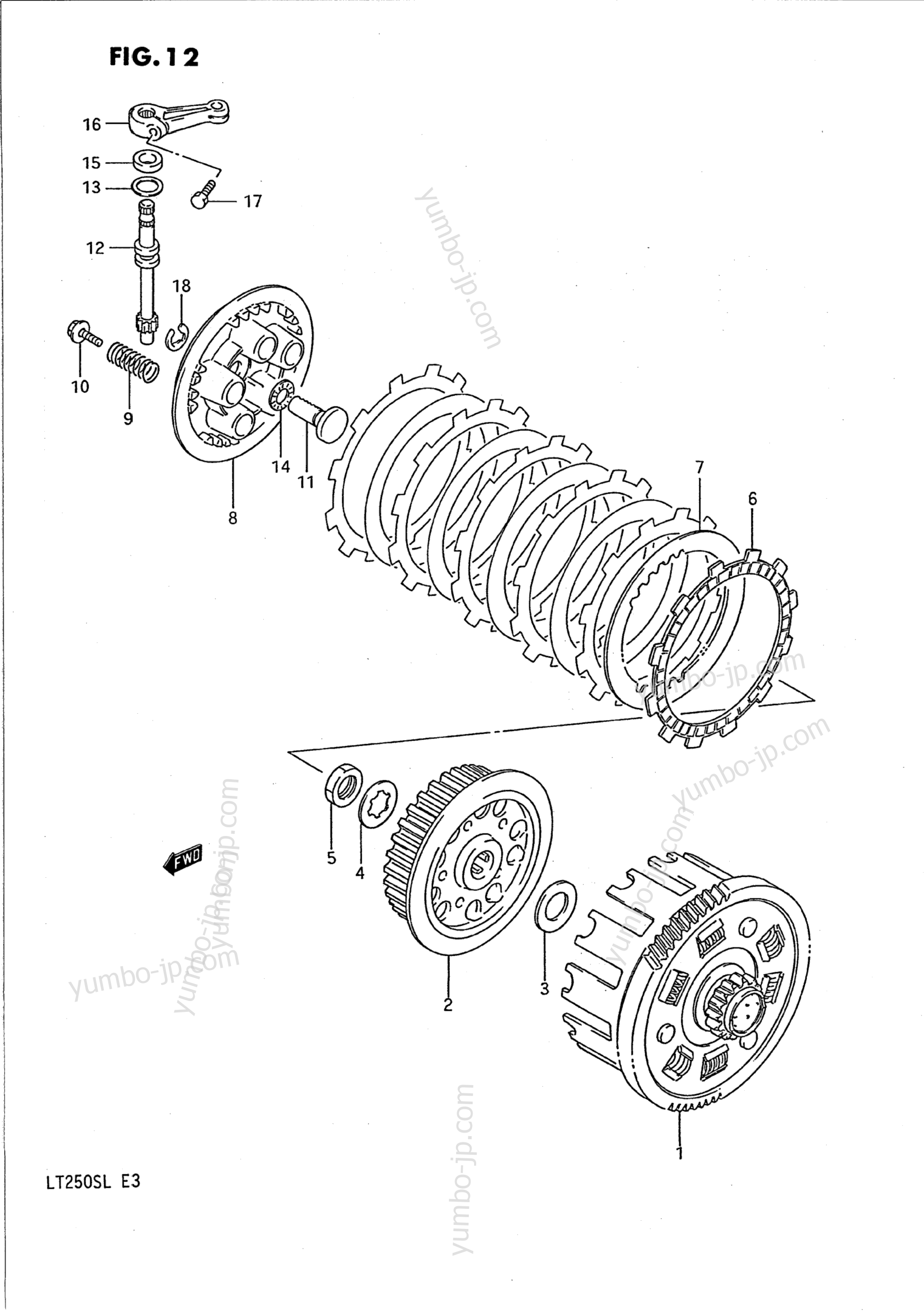 Устройство сцепления для квадроциклов SUZUKI QuadSport (LT250S) 1990 г.