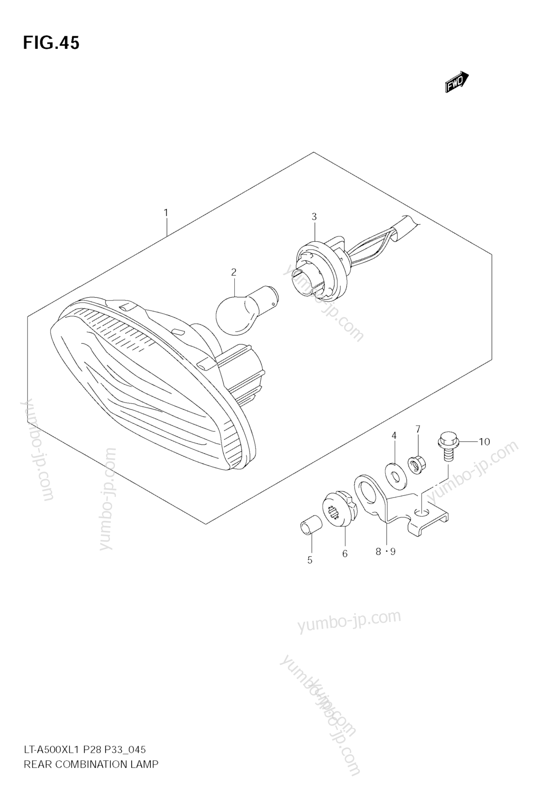 REAR COMBINATION LAMP (LT-A500XZ L1 E33) для квадроциклов SUZUKI KingQuad (LT-A500X) 2011 г.