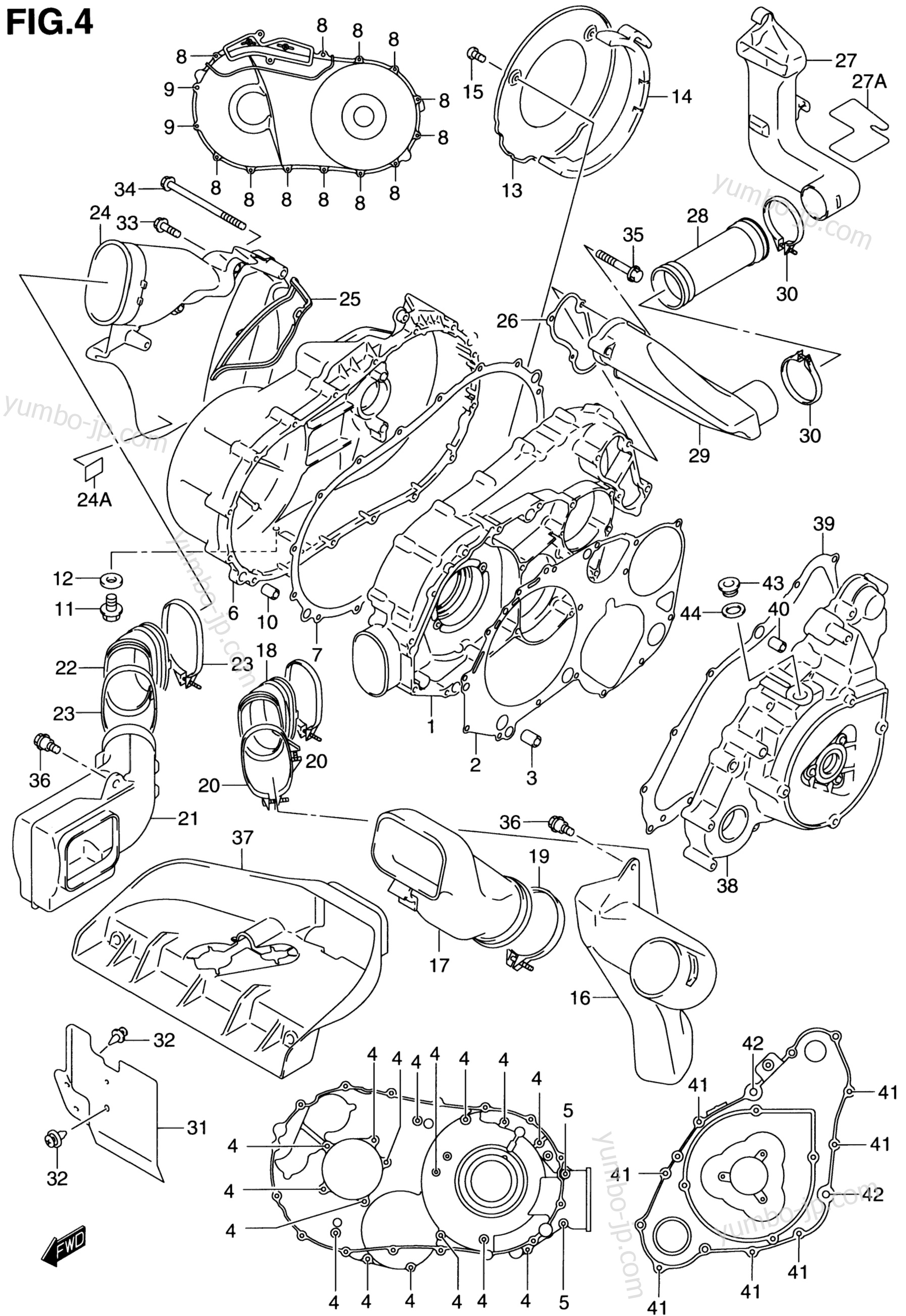CRANKCASE COVER (MODEL Y) для квадроциклов SUZUKI QuadMaster (LT-A500F) 2000 г.