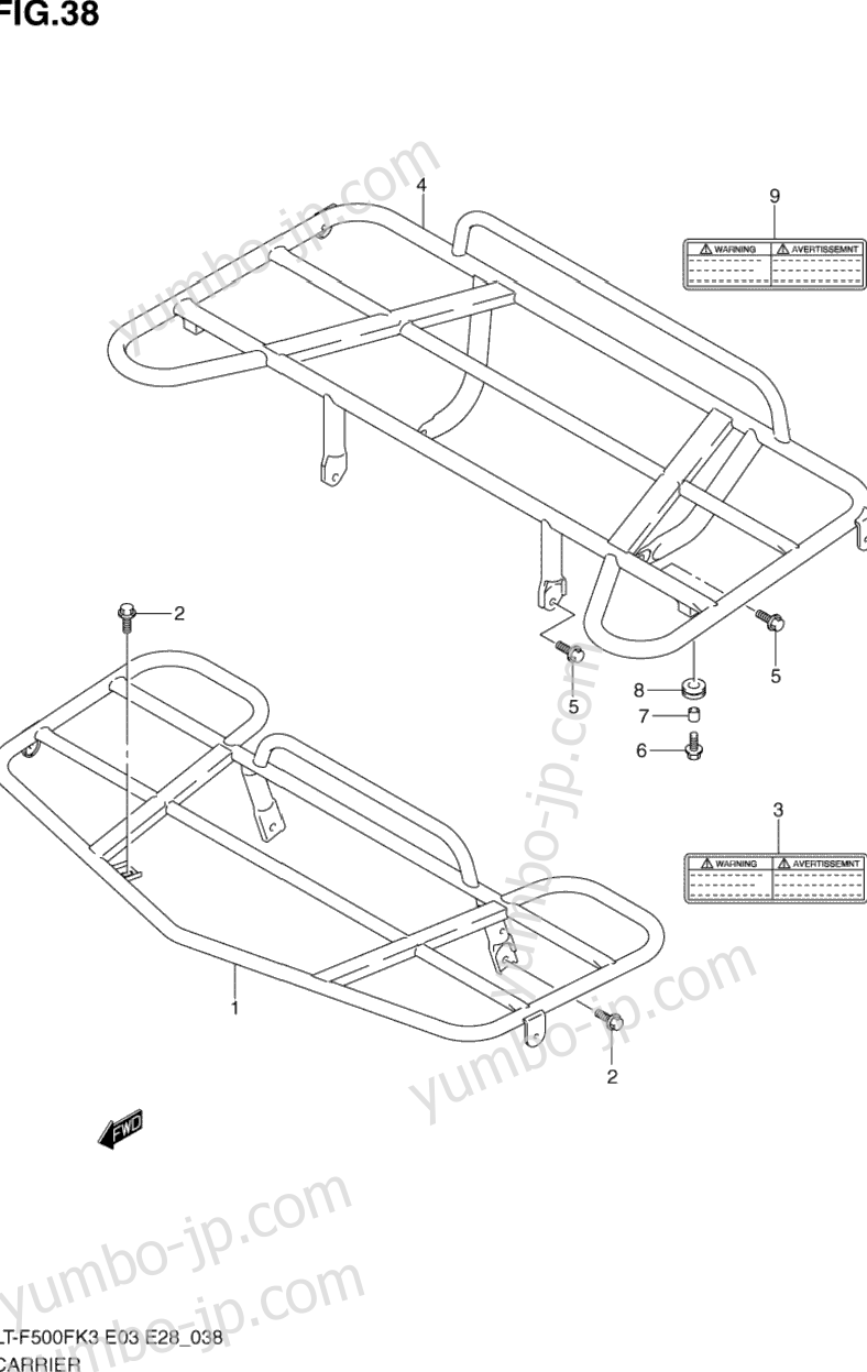 CARRIER for ATVs SUZUKI Vinson 4WD (LT-F500F) 2003 year