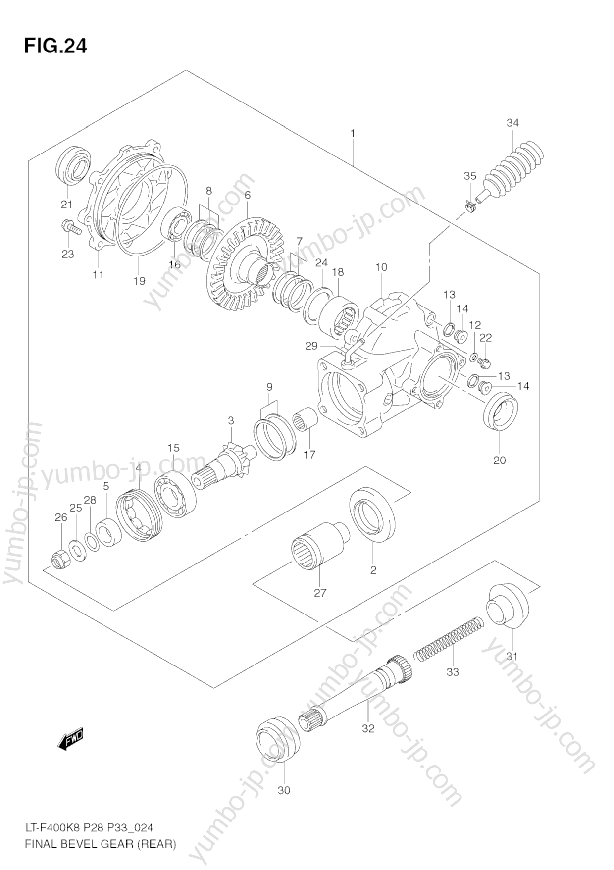 FINAL BEVEL GEAR (REAR) для квадроциклов SUZUKI KingQuad (LT-F400) 2008 г.