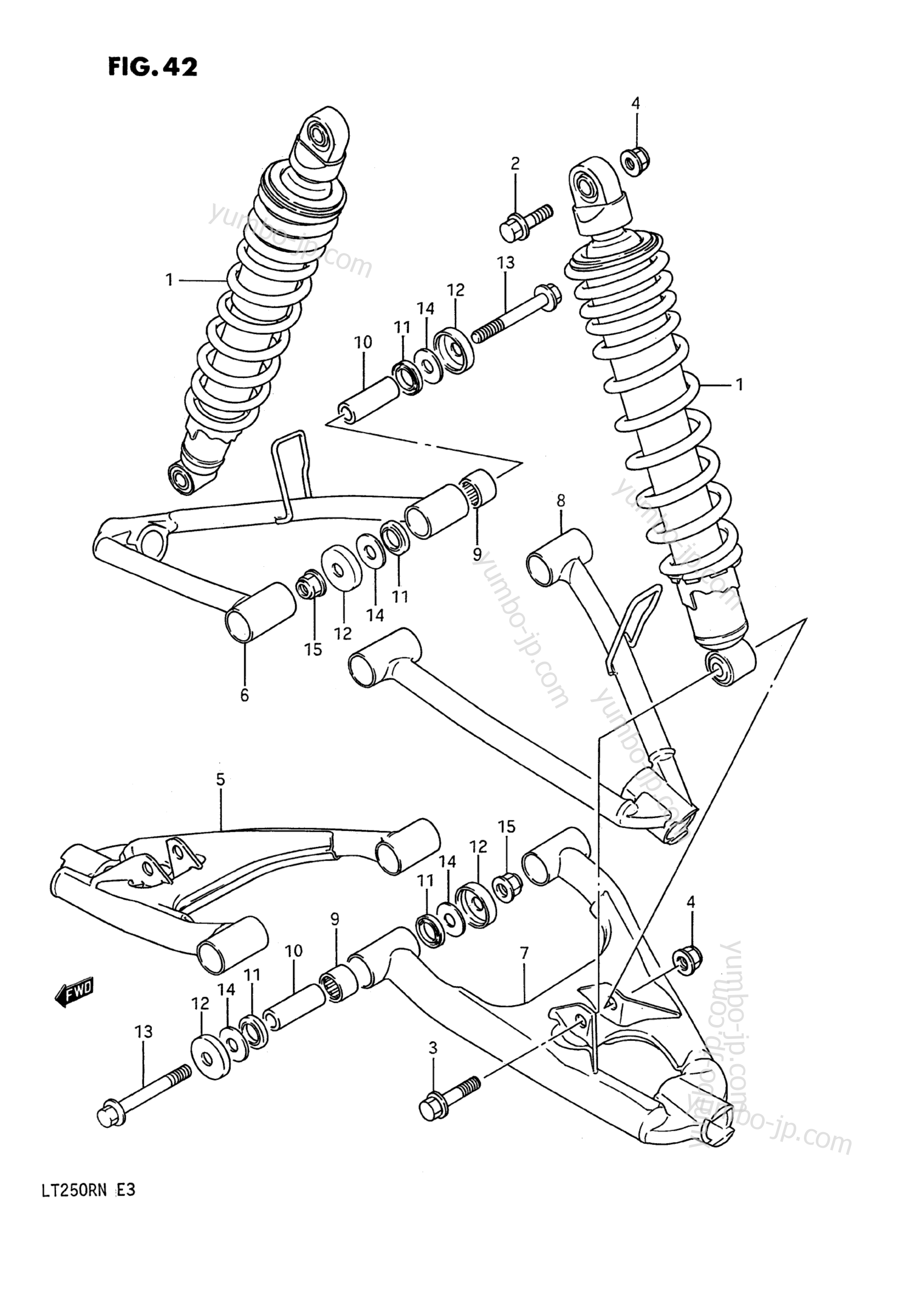 SUSPENSION ARM (MODEL H/J/K/L/M/N) for ATVs SUZUKI QuadRacer (LT250R) 1988 year