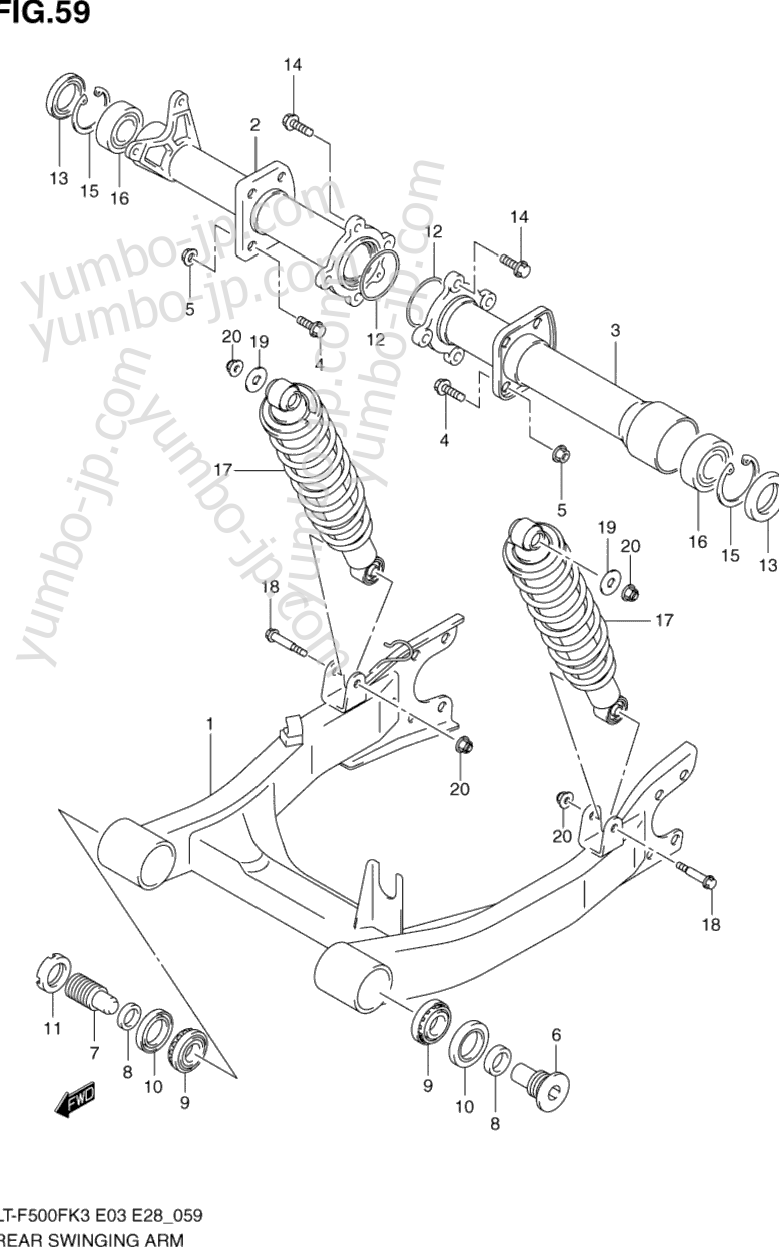 REAR SWINGINGARM для квадроциклов SUZUKI Vinson 4WD (LT-F500F) 2003 г.