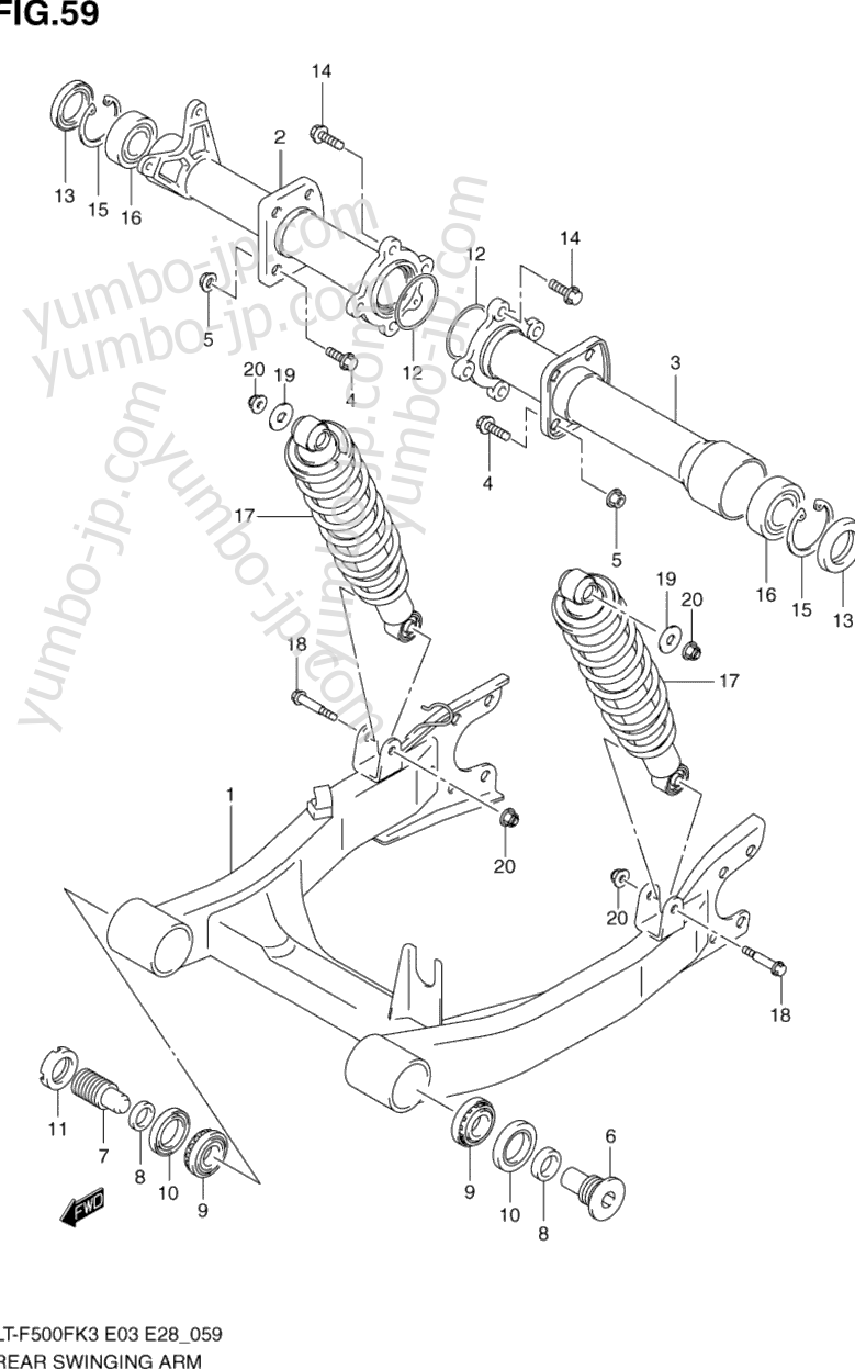 REAR SWINGINGARM for ATVs SUZUKI Vinson 4WD (LT-F500F) 2003 year