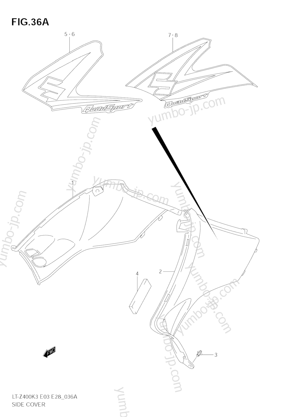 SIDE COVER (MODEL K5/K6) для квадроциклов SUZUKI QuadSport (LT-Z400) 2005 г.