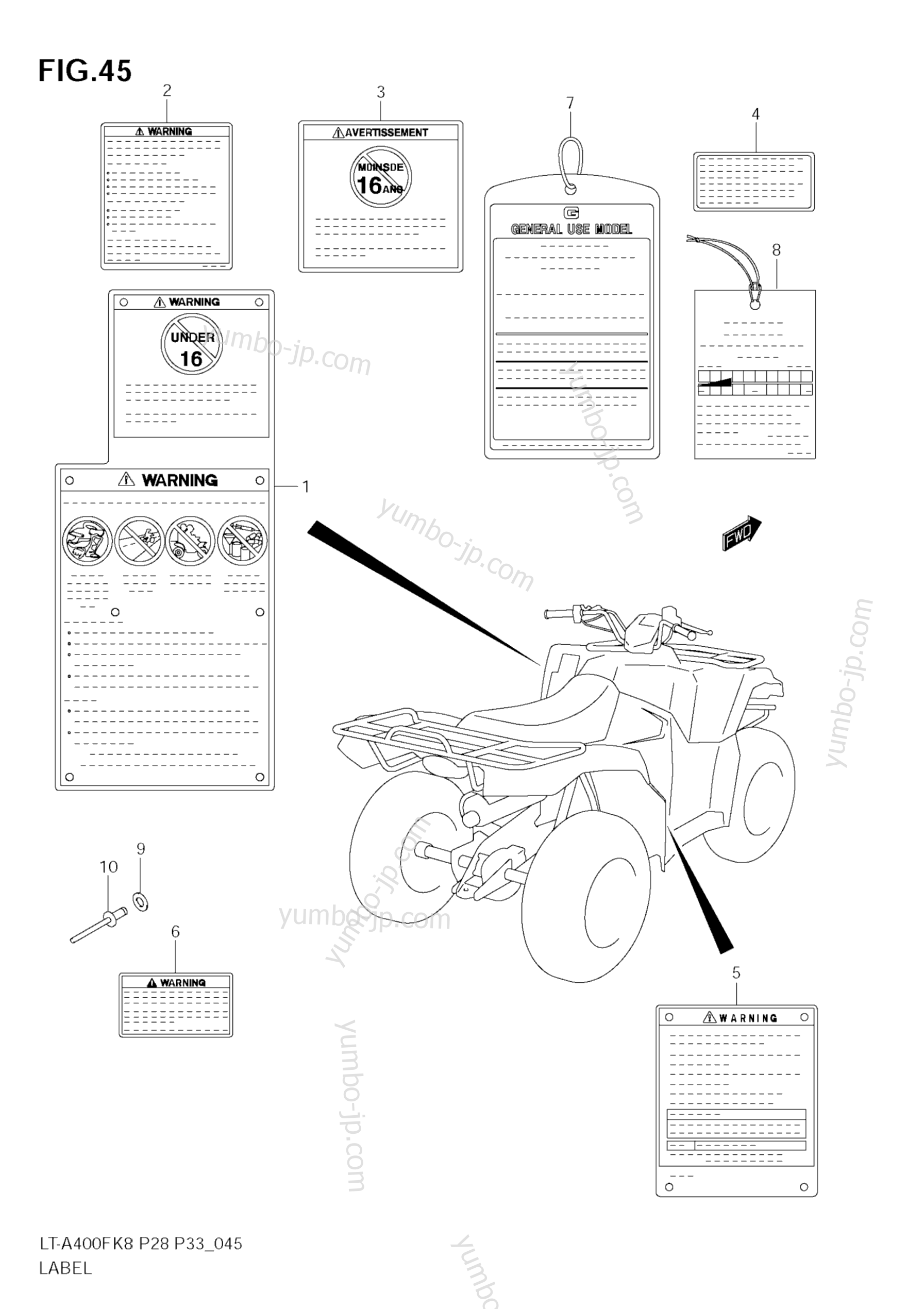 Эмблемы, наклейки для квадроциклов SUZUKI KingQuad (LT-A400F) 2008 г.