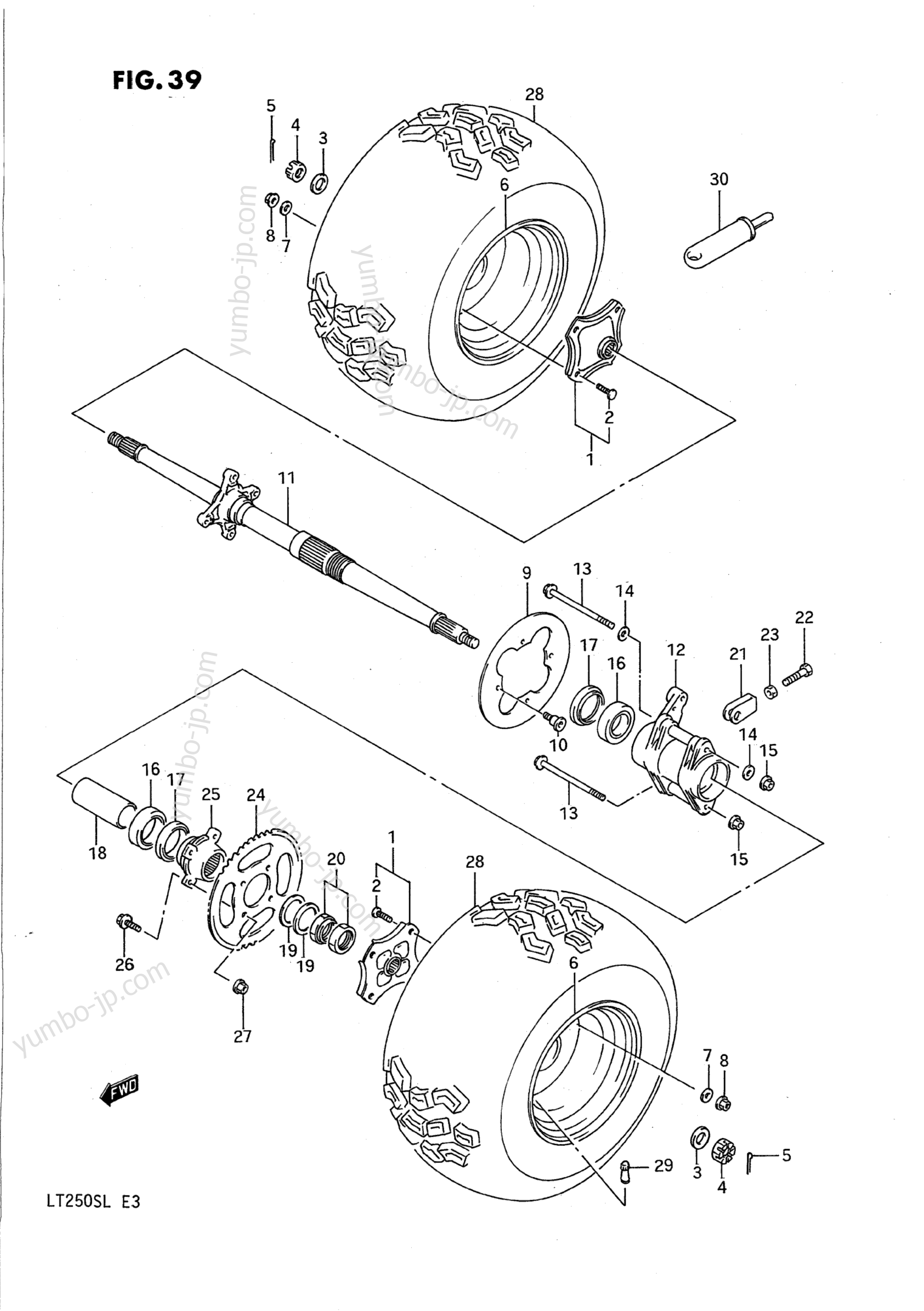 REAR WHEEL для квадроциклов SUZUKI QuadSport (LT250S) 1989 г.