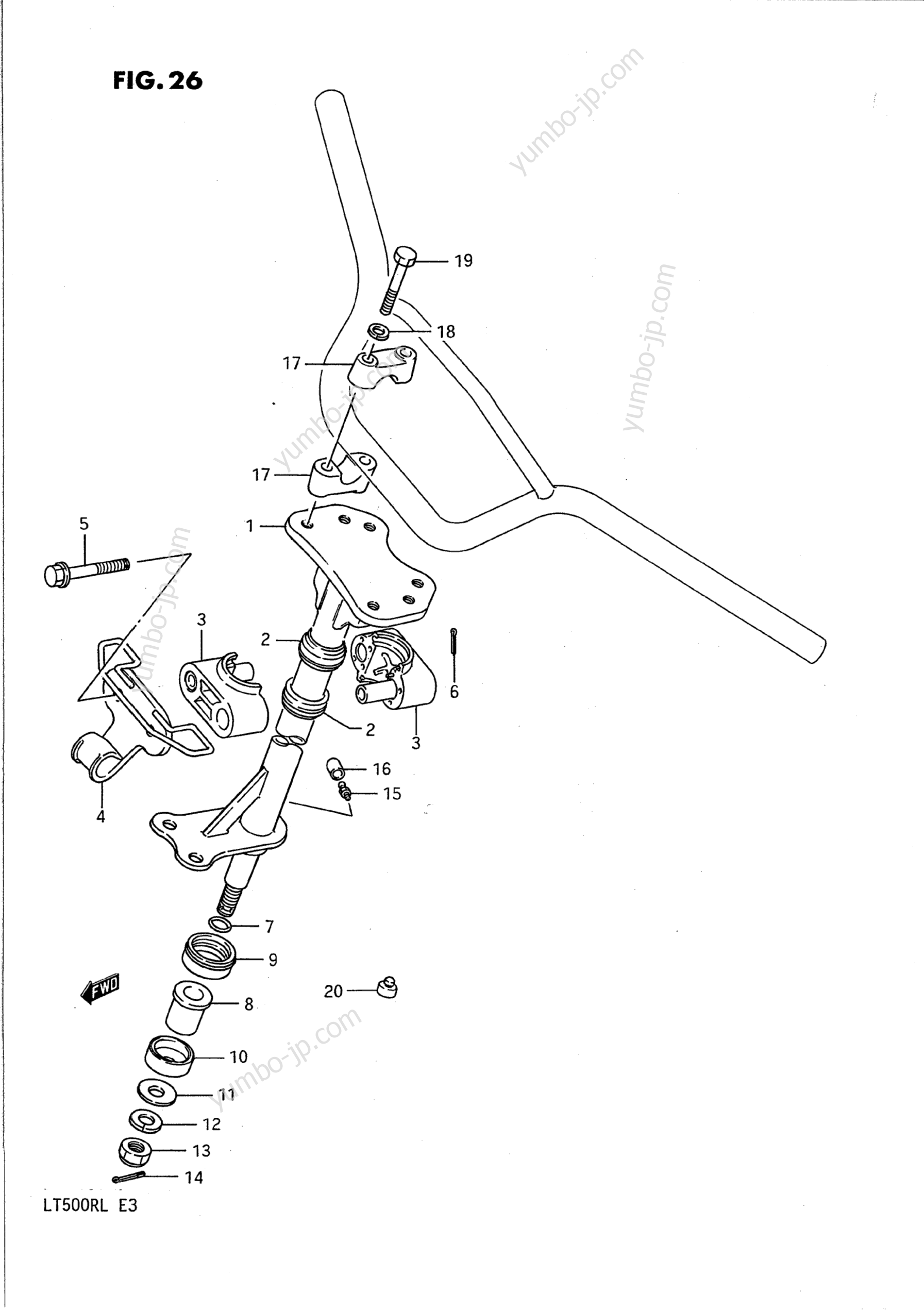 STEERING SHAFT for ATVs SUZUKI QuadRacer (LT500R) 1990 year