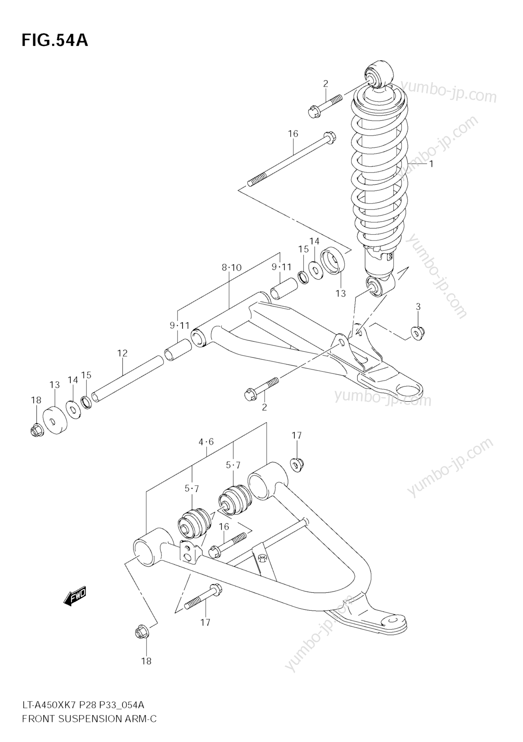 FRONT SUSPENSION ARM (MODEL K8/K9/L0) для квадроциклов SUZUKI KingQuad (LT-A450XZ) 2010 г.