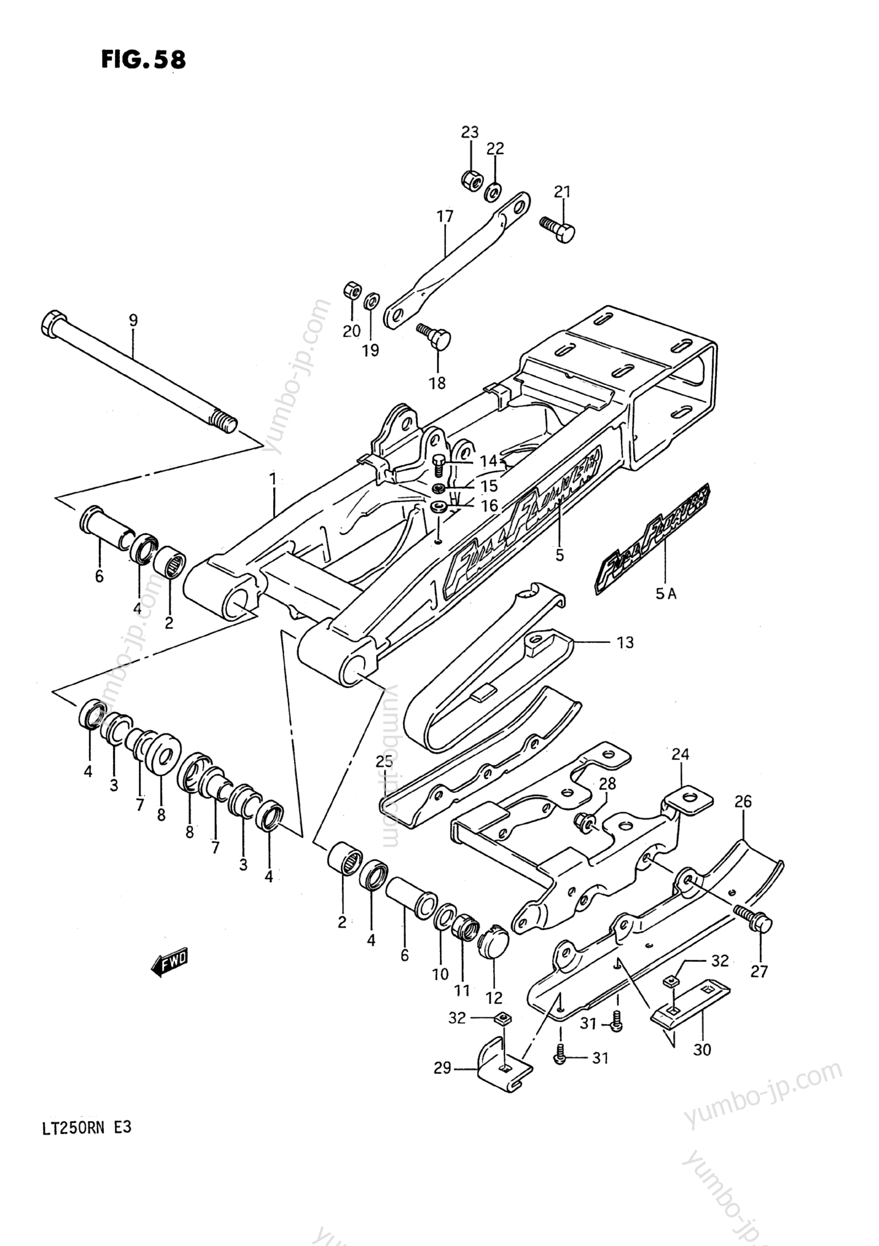 REAR SWINGING ARM (MODEL H/J/K/L) для квадроциклов SUZUKI QuadRacer (LT250R) 1985 г.