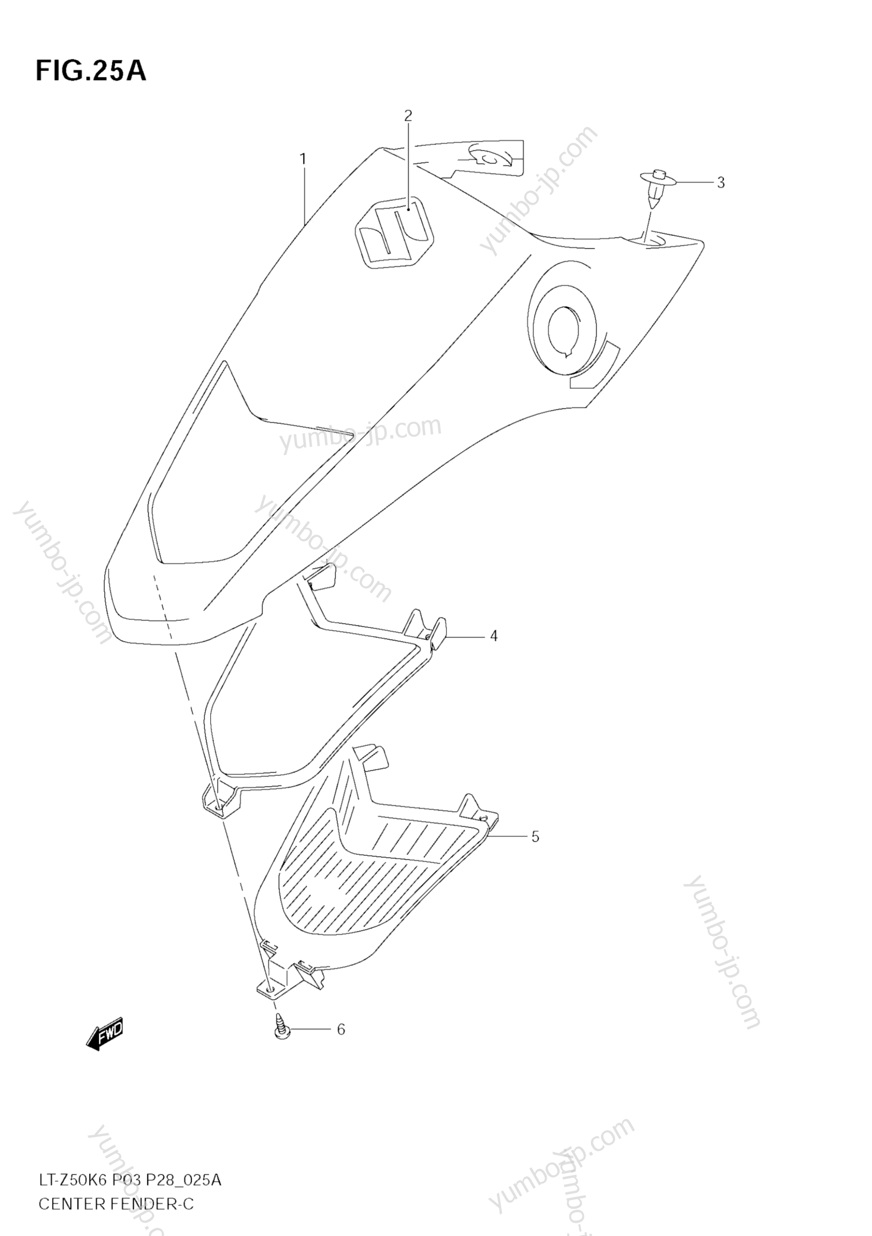 CENTER FENDER (MODEL K7/K8/K9) для квадроциклов SUZUKI QuadSport (LT-Z50Z) 2007 г.