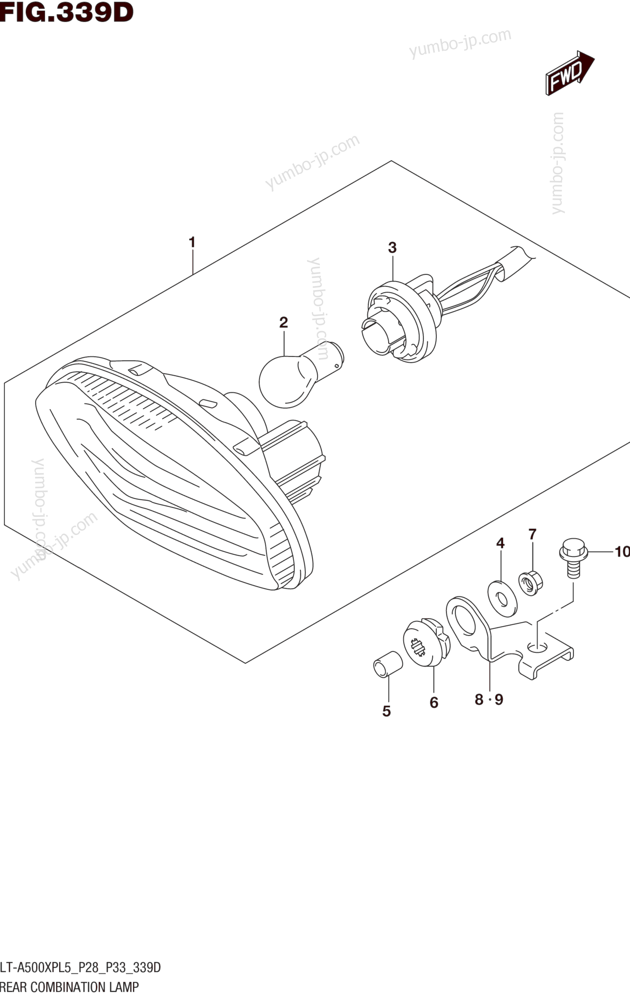 REAR COMBINATION LAMP (LT-A500XPZL5 P33) for ATVs SUZUKI LT-A500XPZ 2015 year