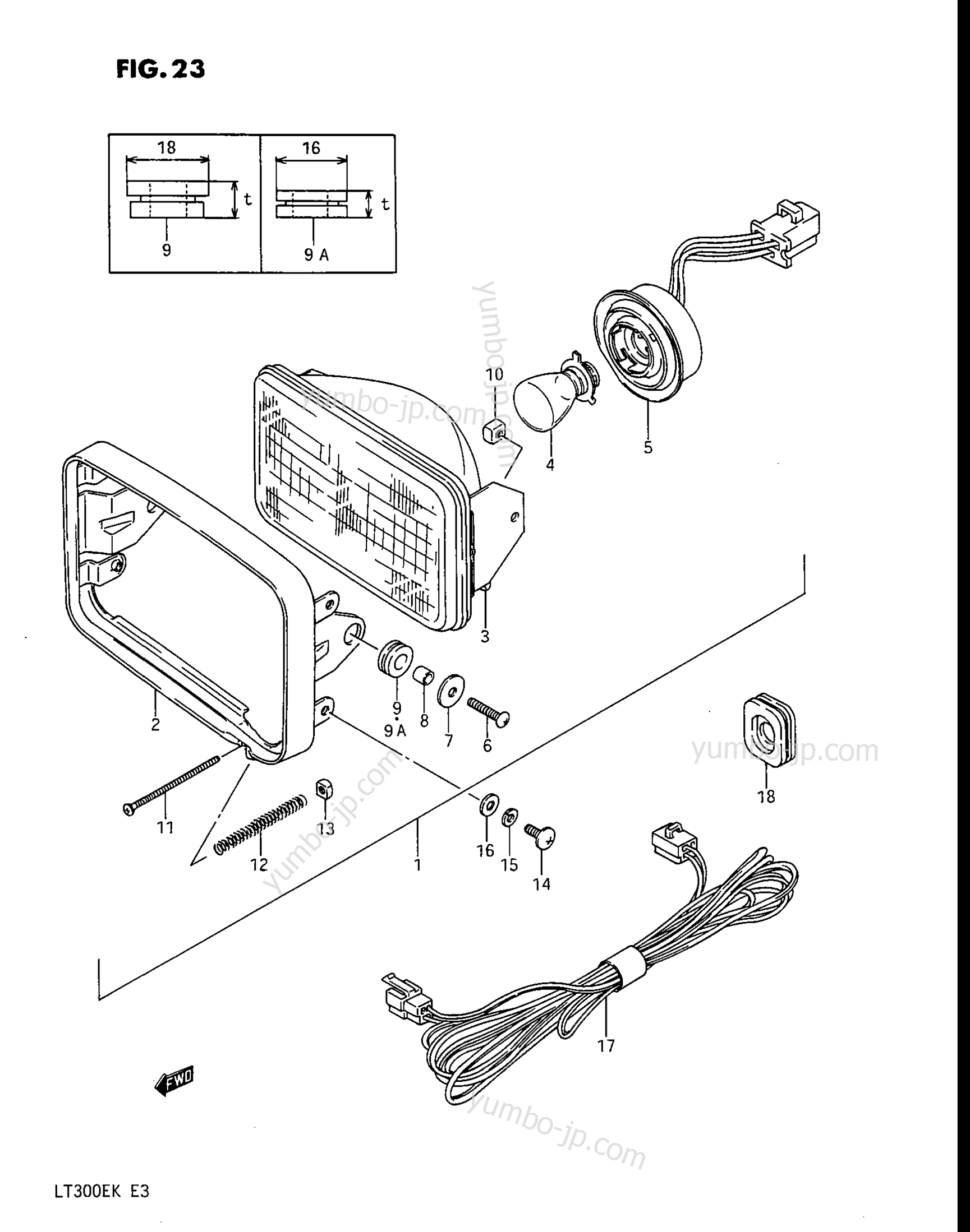 HEADLAMP для квадроциклов SUZUKI QuadRunner (LT300E) 1988 г.