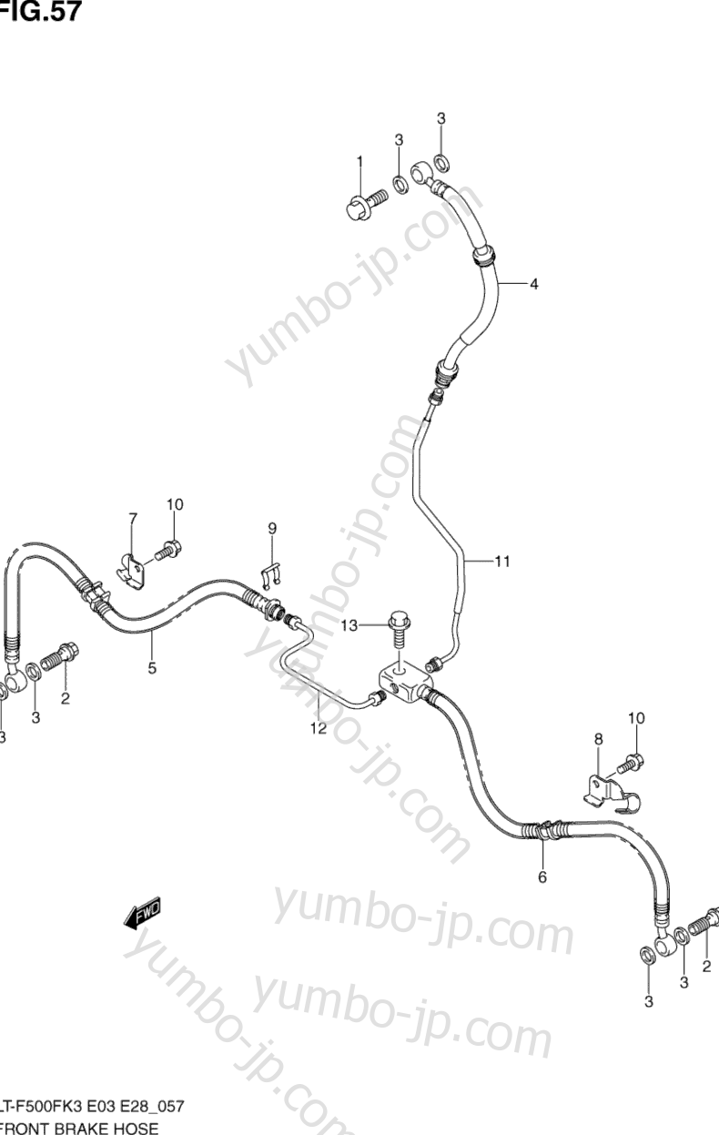 FRONT BRAKE HOSE for ATVs SUZUKI Vinson 4WD (LT-F500F) 2003 year